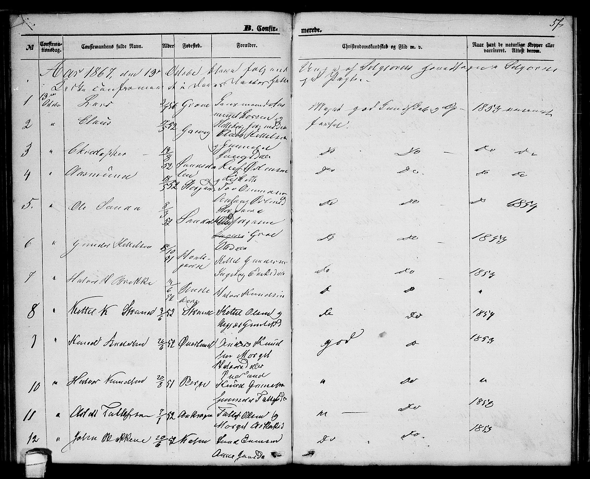 Seljord kirkebøker, AV/SAKO-A-20/G/Ga/L0003: Parish register (copy) no. I 3, 1866-1873, p. 57