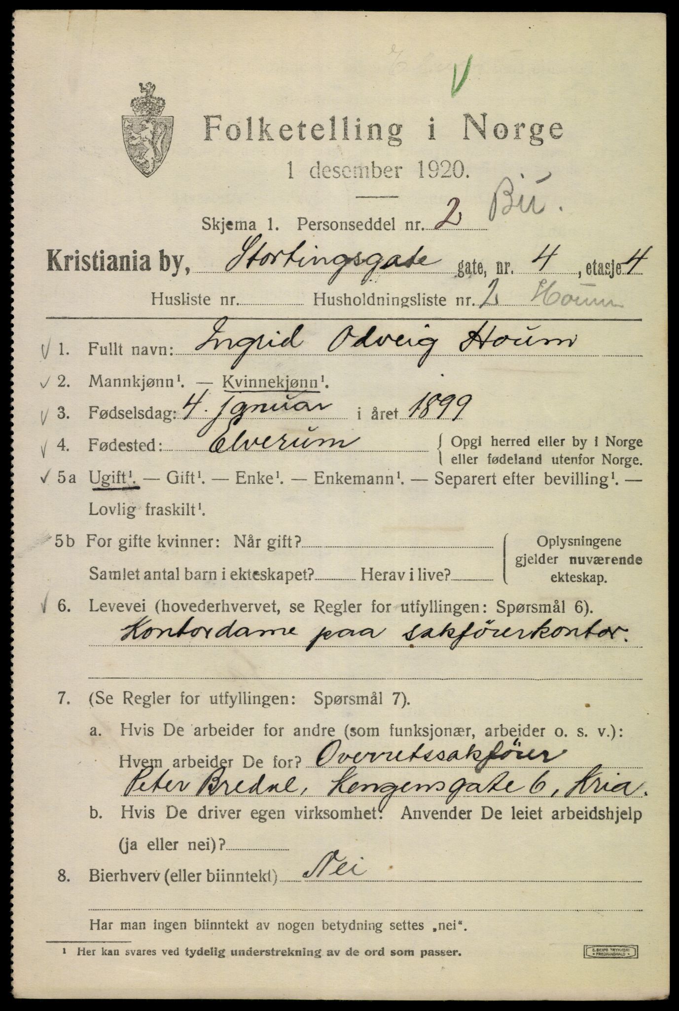 SAO, 1920 census for Kristiania, 1920, p. 550329