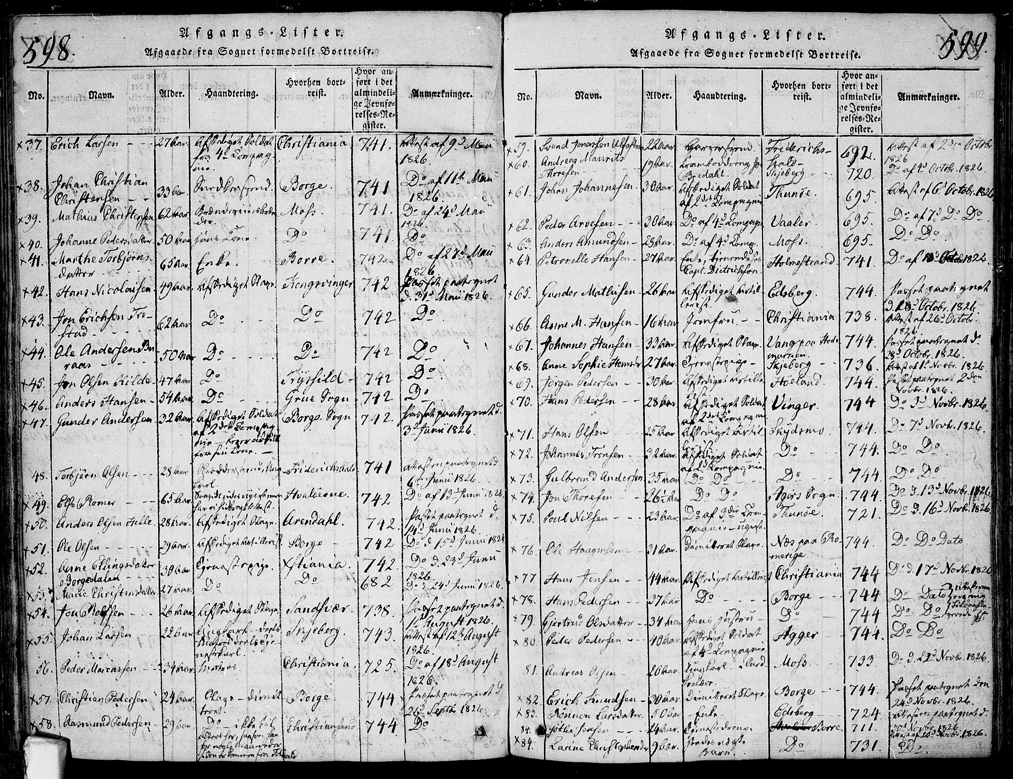 Fredrikstad prestekontor Kirkebøker, SAO/A-11082/F/Fa/L0004: Parish register (official) no. 4, 1816-1834, p. 598-599