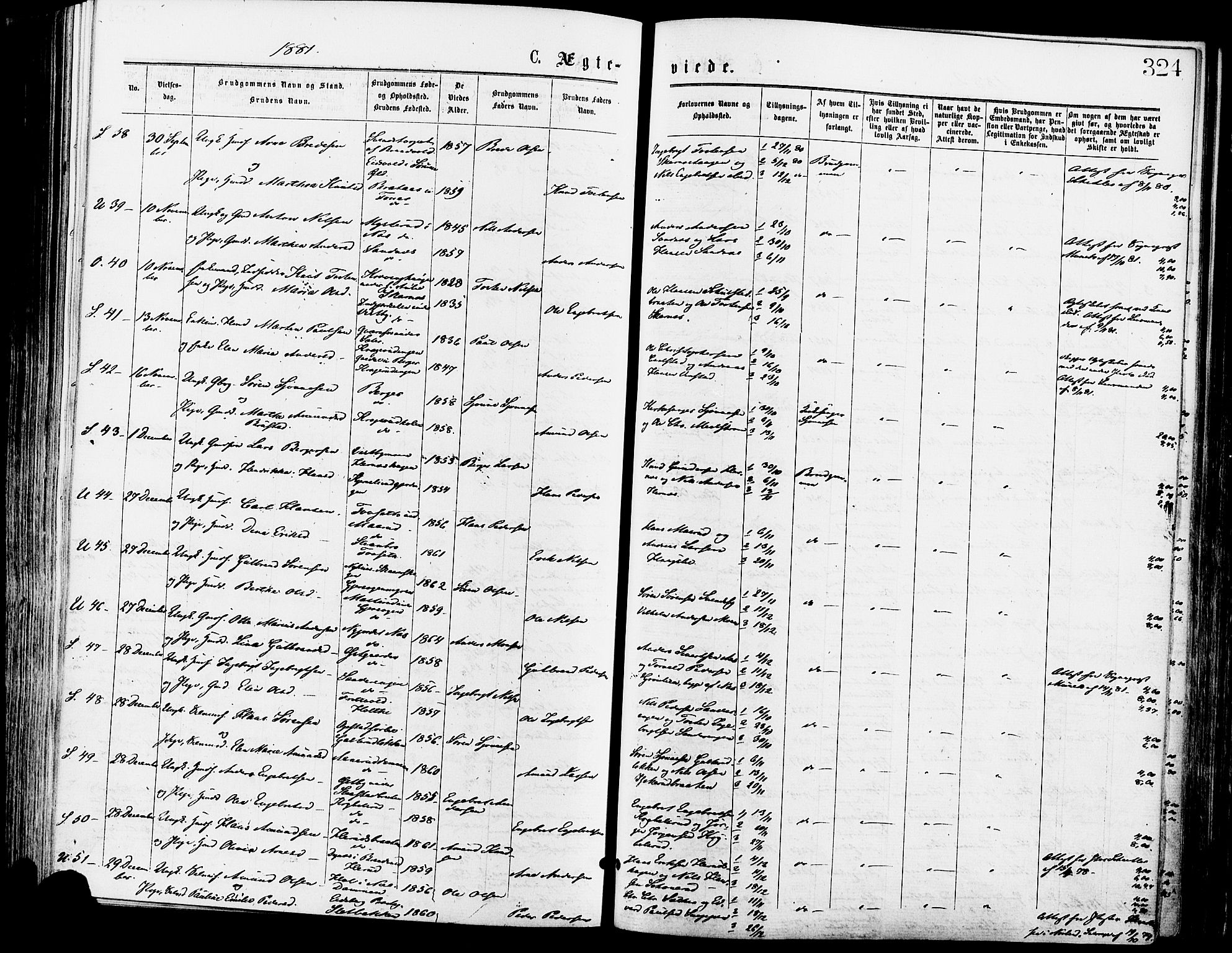 Sør-Odal prestekontor, AV/SAH-PREST-030/H/Ha/Haa/L0005: Parish register (official) no. 5, 1876-1885, p. 324