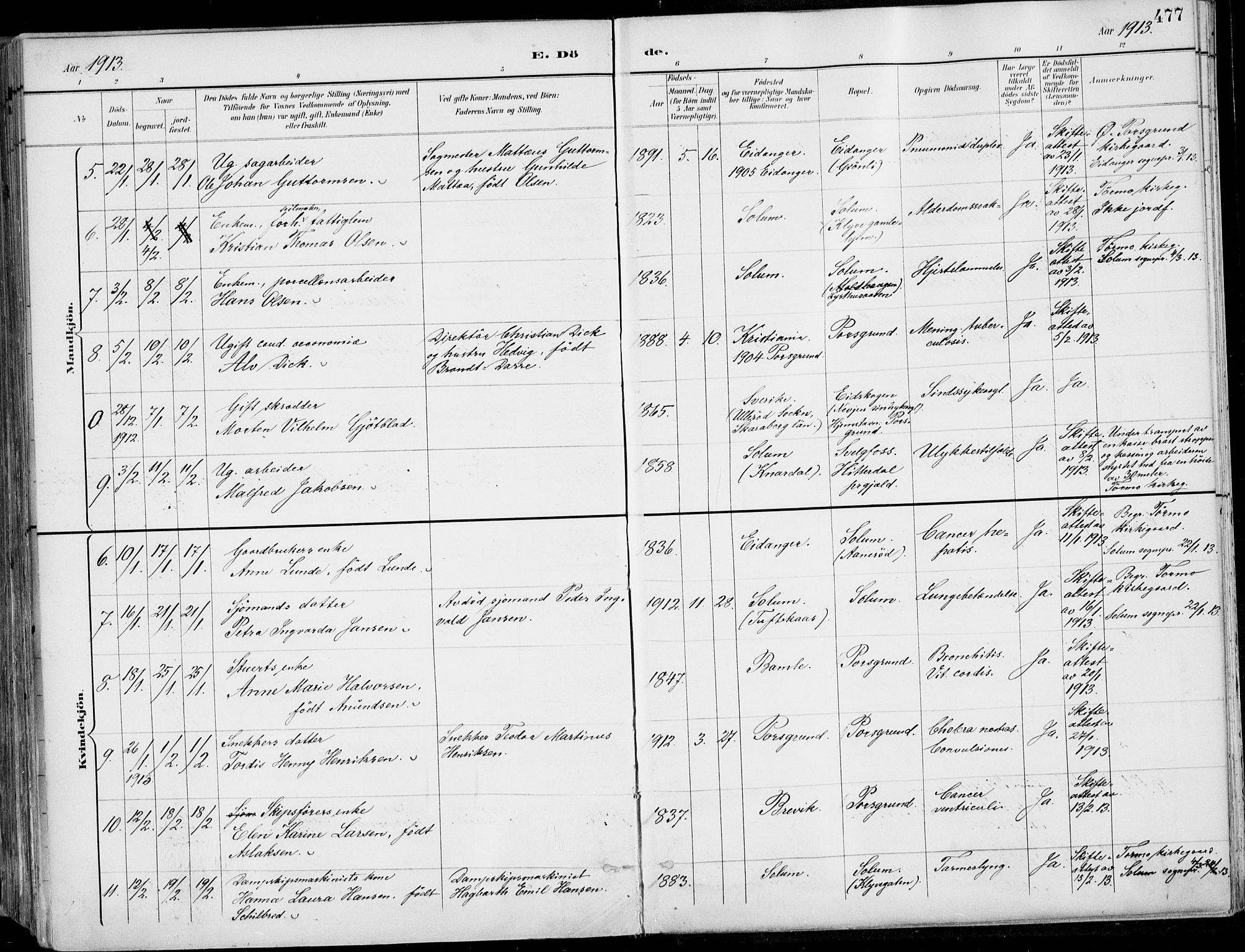 Porsgrunn kirkebøker , AV/SAKO-A-104/F/Fa/L0011: Parish register (official) no. 11, 1895-1919, p. 477