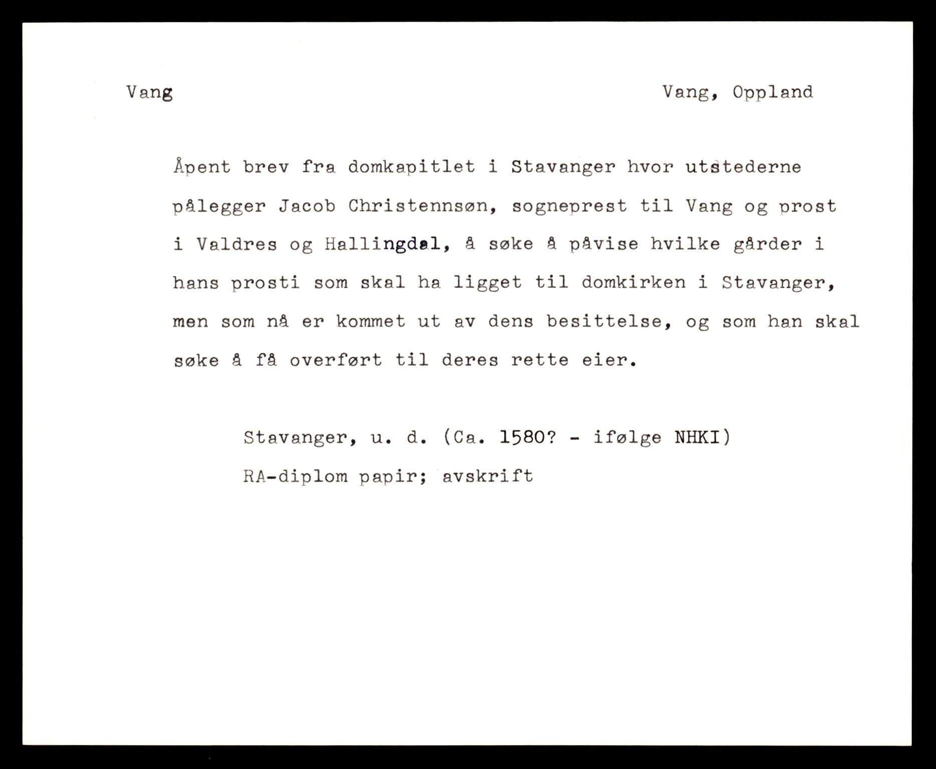 Riksarkivets diplomsamling, AV/RA-EA-5965/F35/F35e/L0011: Registreringssedler Oppland 3, 1400-1700, p. 723