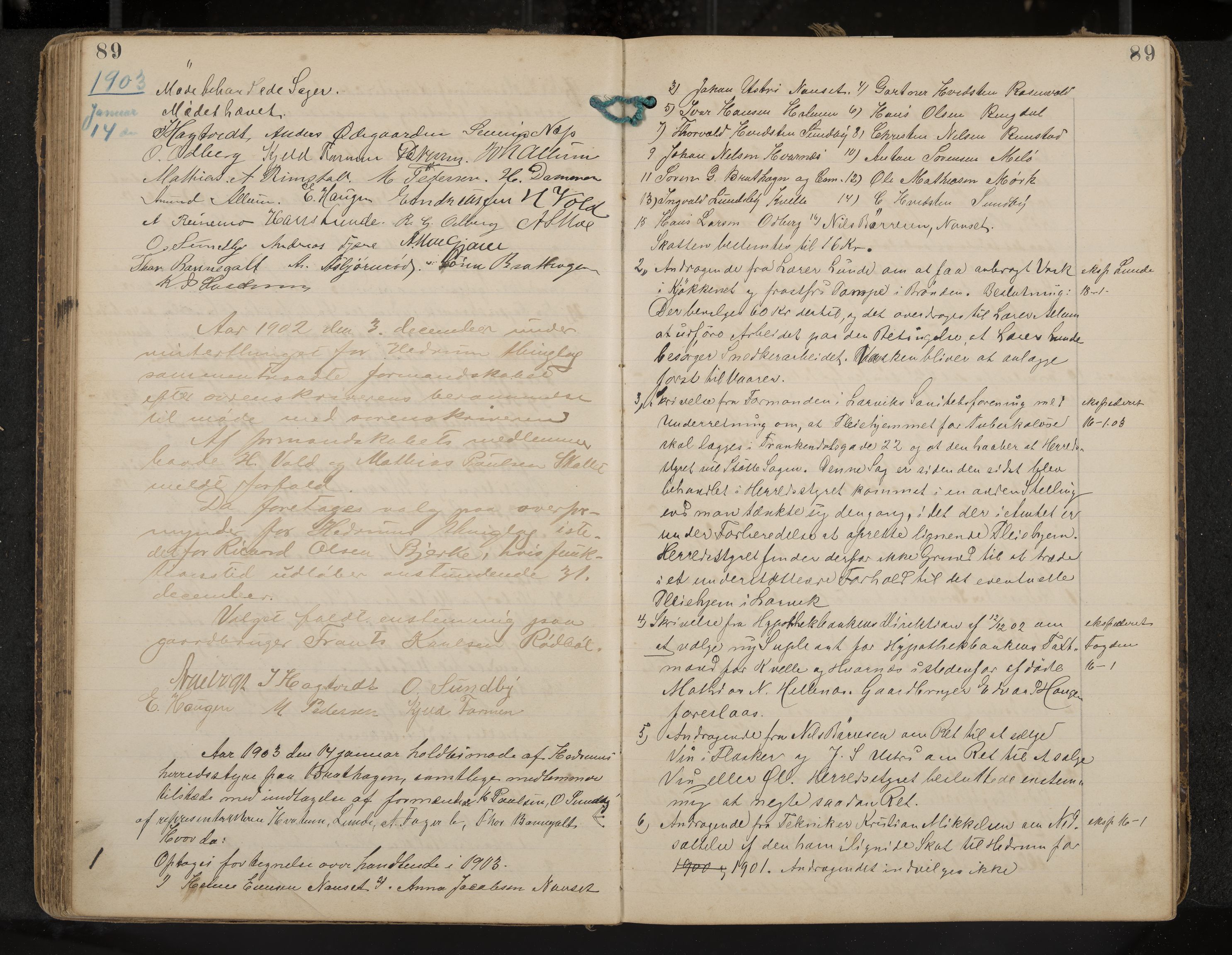 Hedrum formannskap og sentraladministrasjon, IKAK/0727021/A/Aa/L0005: Møtebok, 1899-1911, p. 89