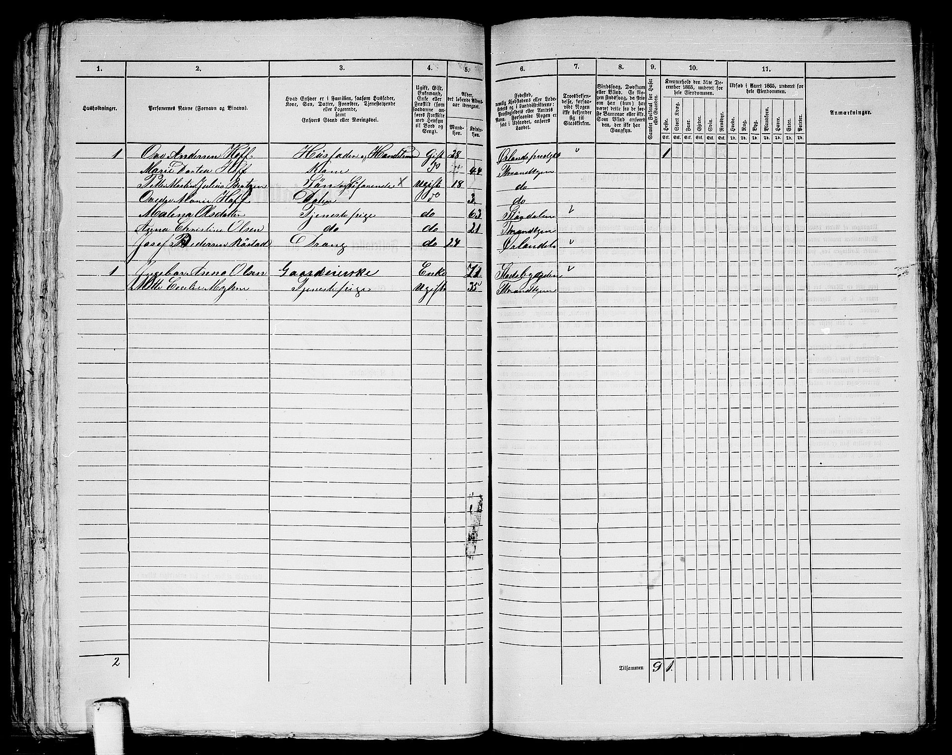 RA, 1865 census for Trondheim, 1865, p. 931