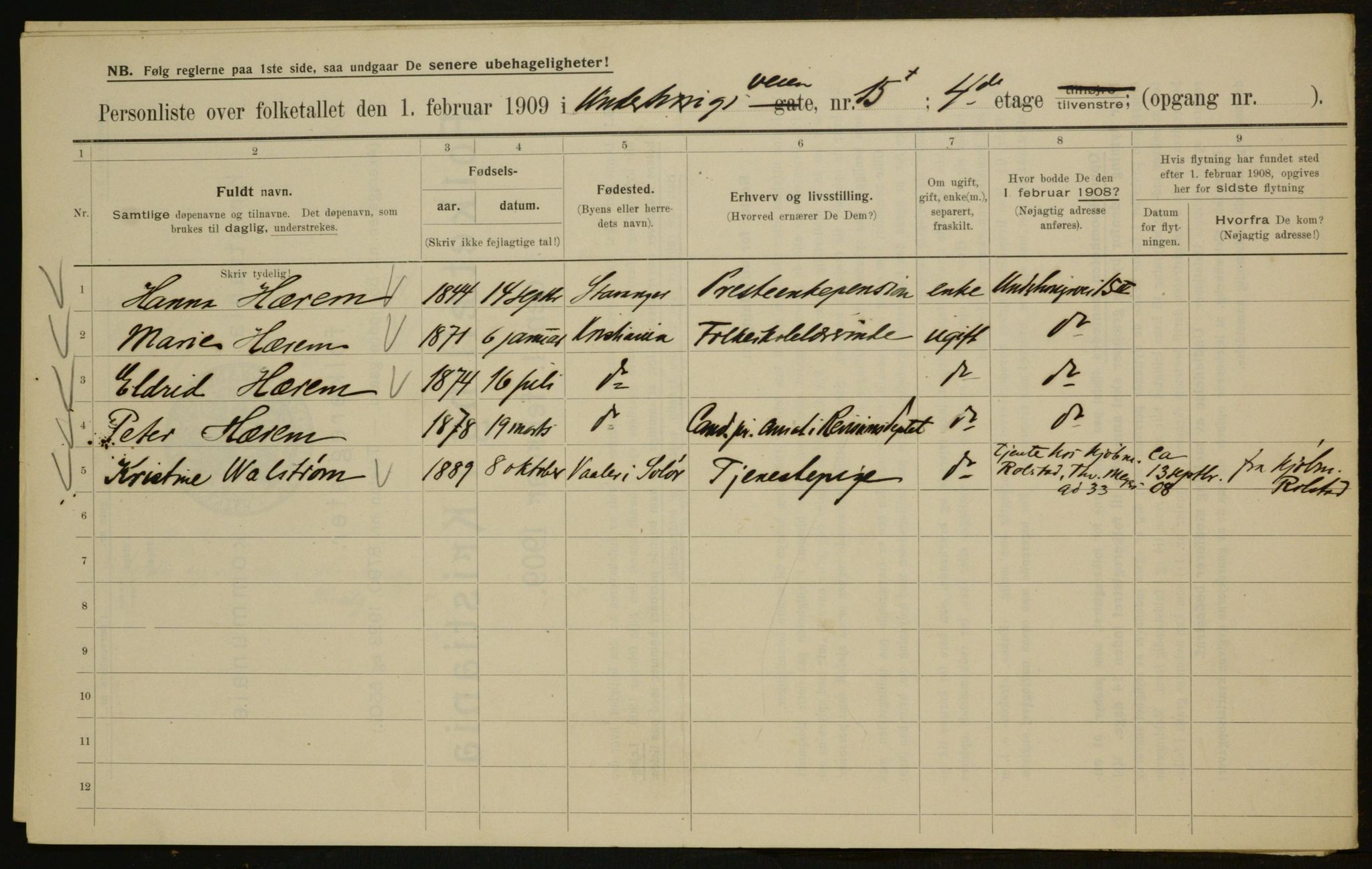 OBA, Municipal Census 1909 for Kristiania, 1909, p. 108774