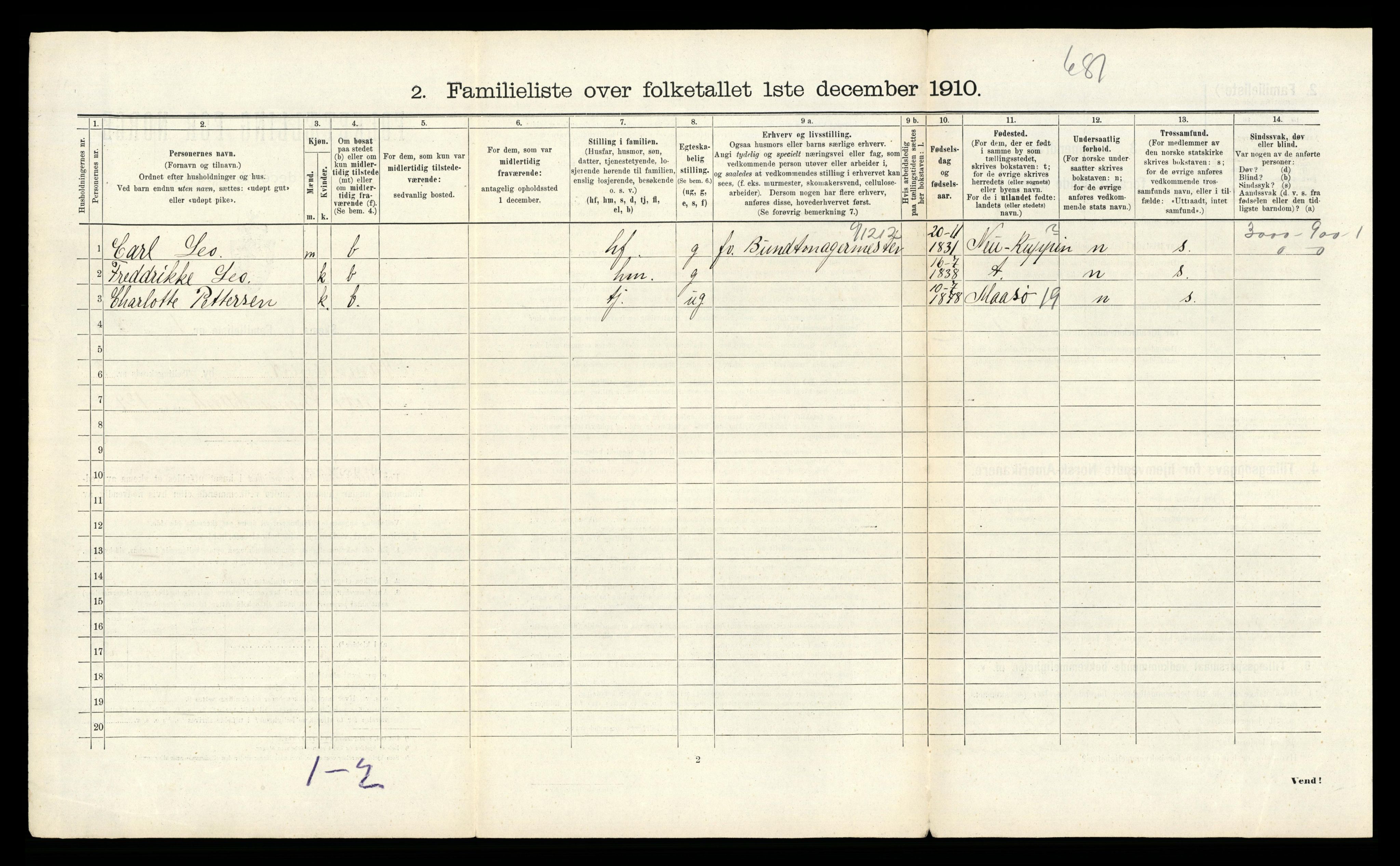 RA, 1910 census for Hammerfest, 1910, p. 1091