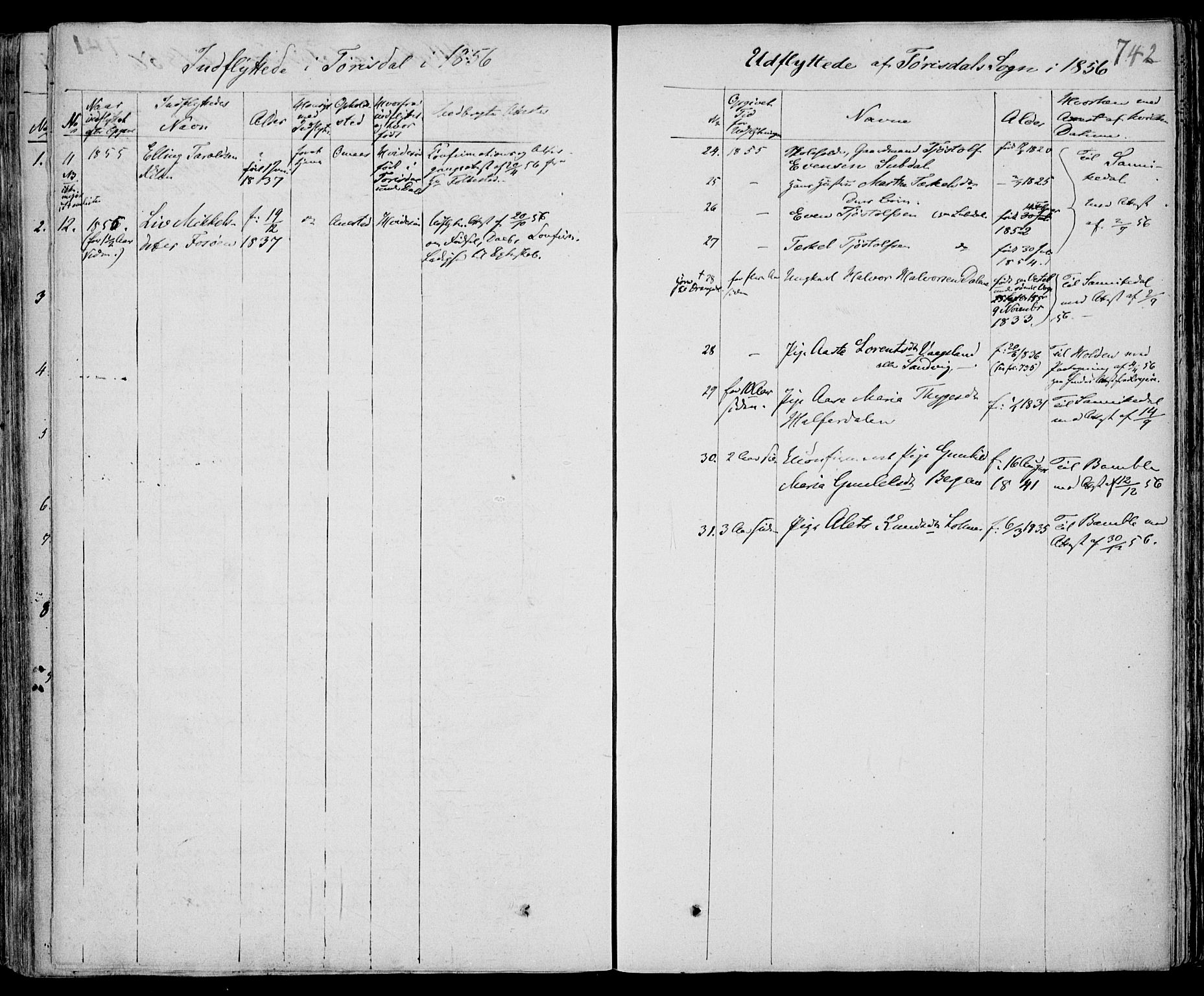 Drangedal kirkebøker, AV/SAKO-A-258/F/Fa/L0007b: Parish register (official) no. 7b, 1837-1856, p. 742