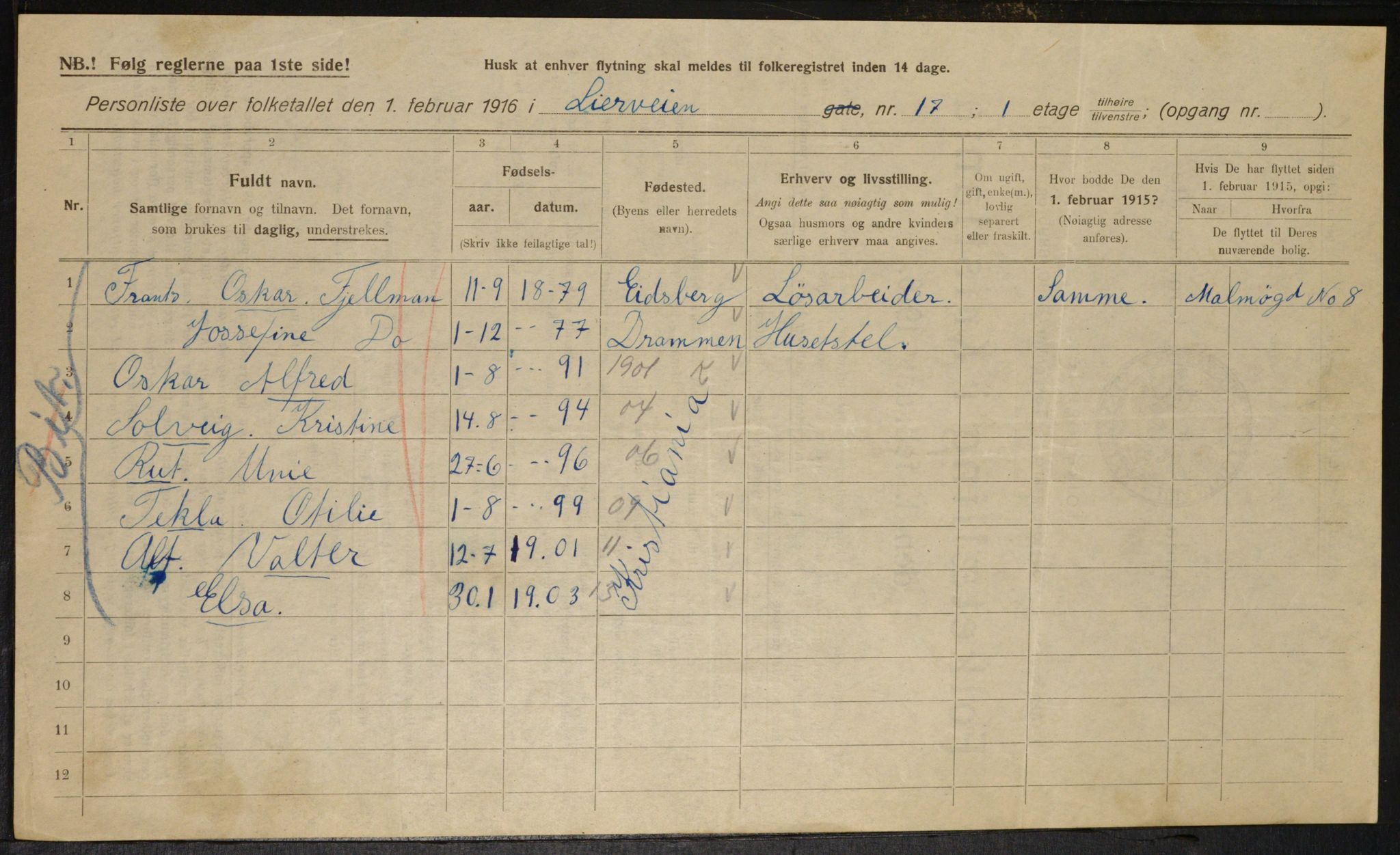 OBA, Municipal Census 1916 for Kristiania, 1916, p. 58838