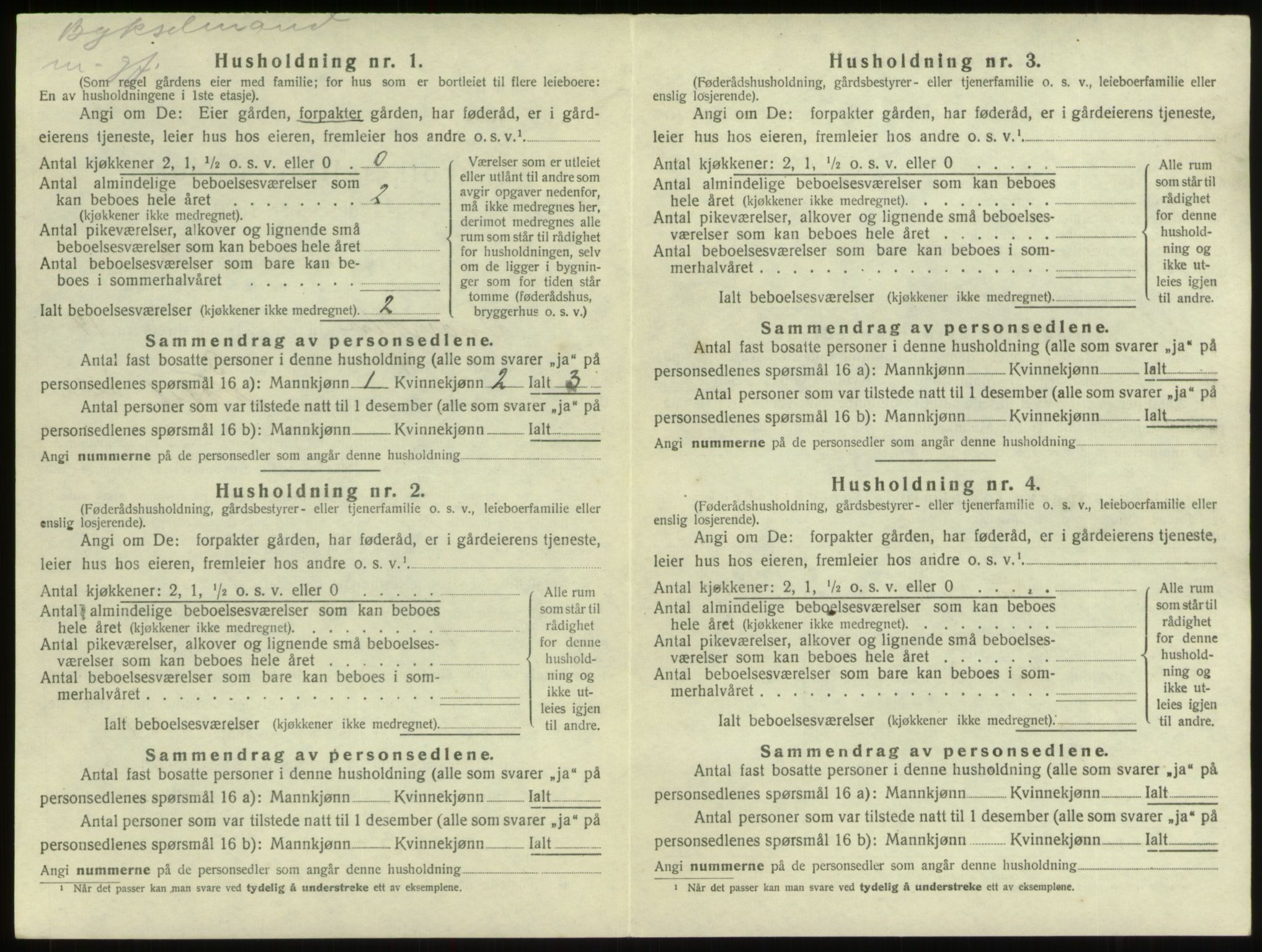 SAB, 1920 census for Innvik, 1920, p. 871