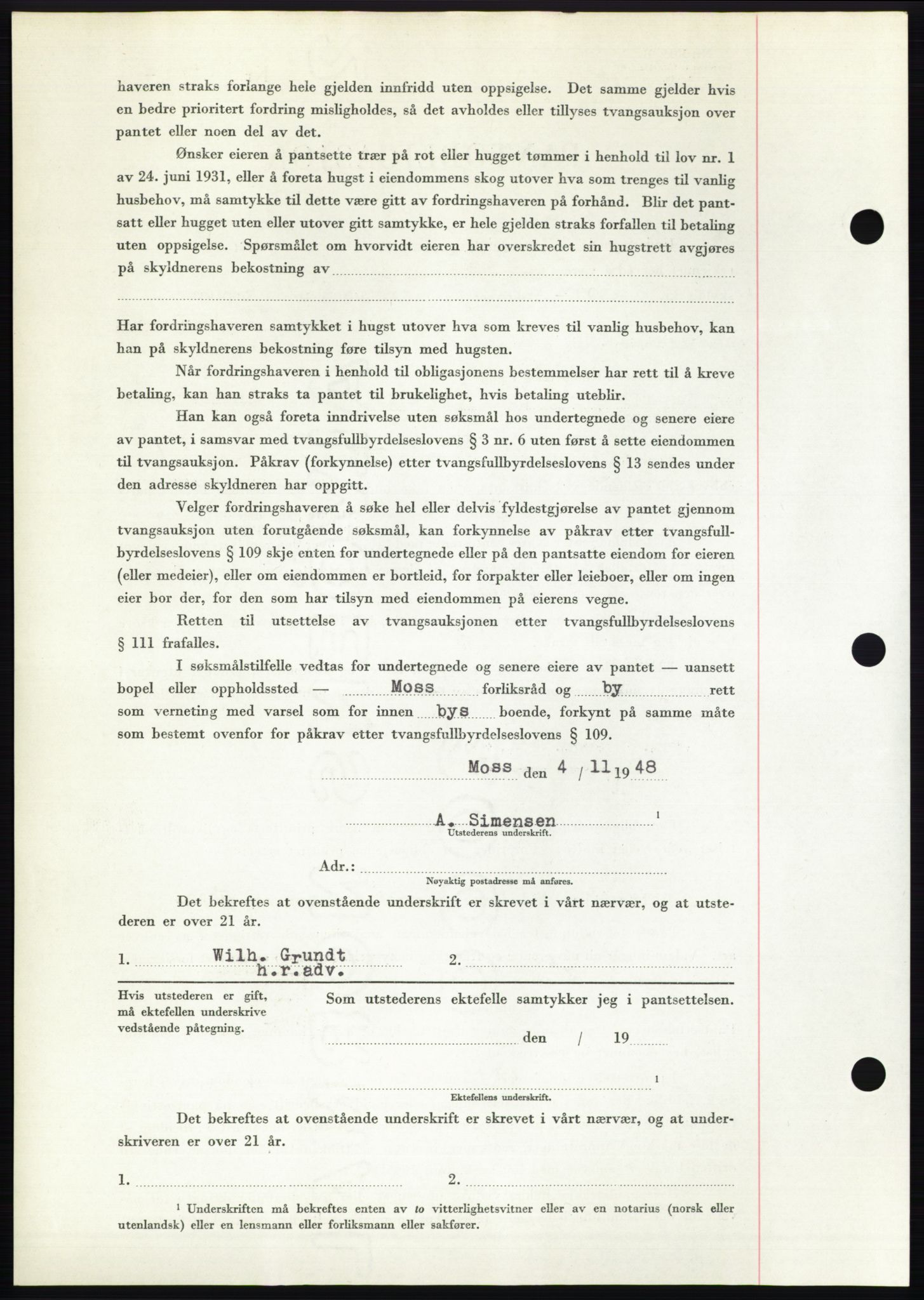 Moss sorenskriveri, AV/SAO-A-10168: Mortgage book no. B20, 1948-1948, Diary no: : 2860/1948