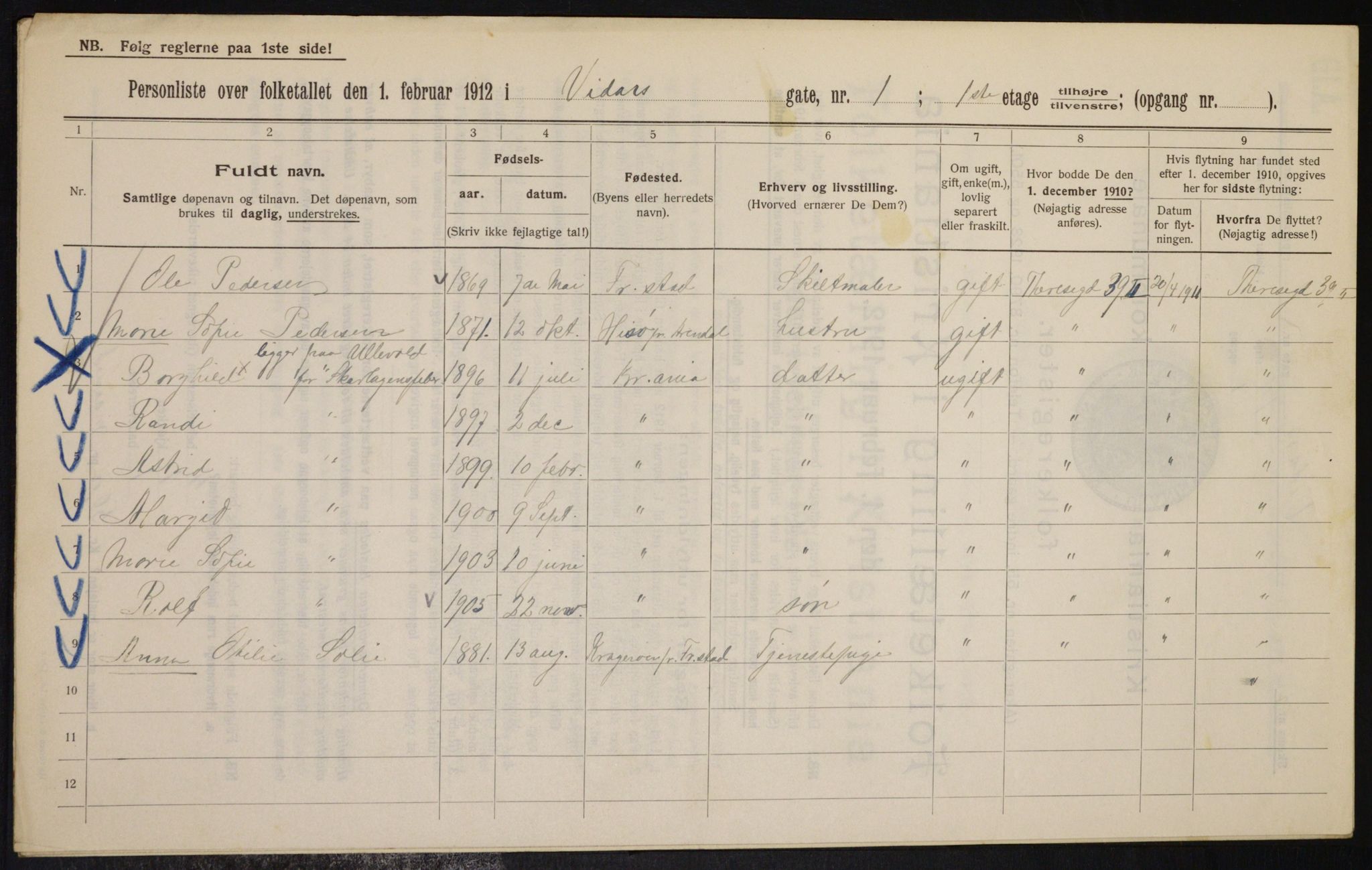 OBA, Municipal Census 1912 for Kristiania, 1912, p. 123547