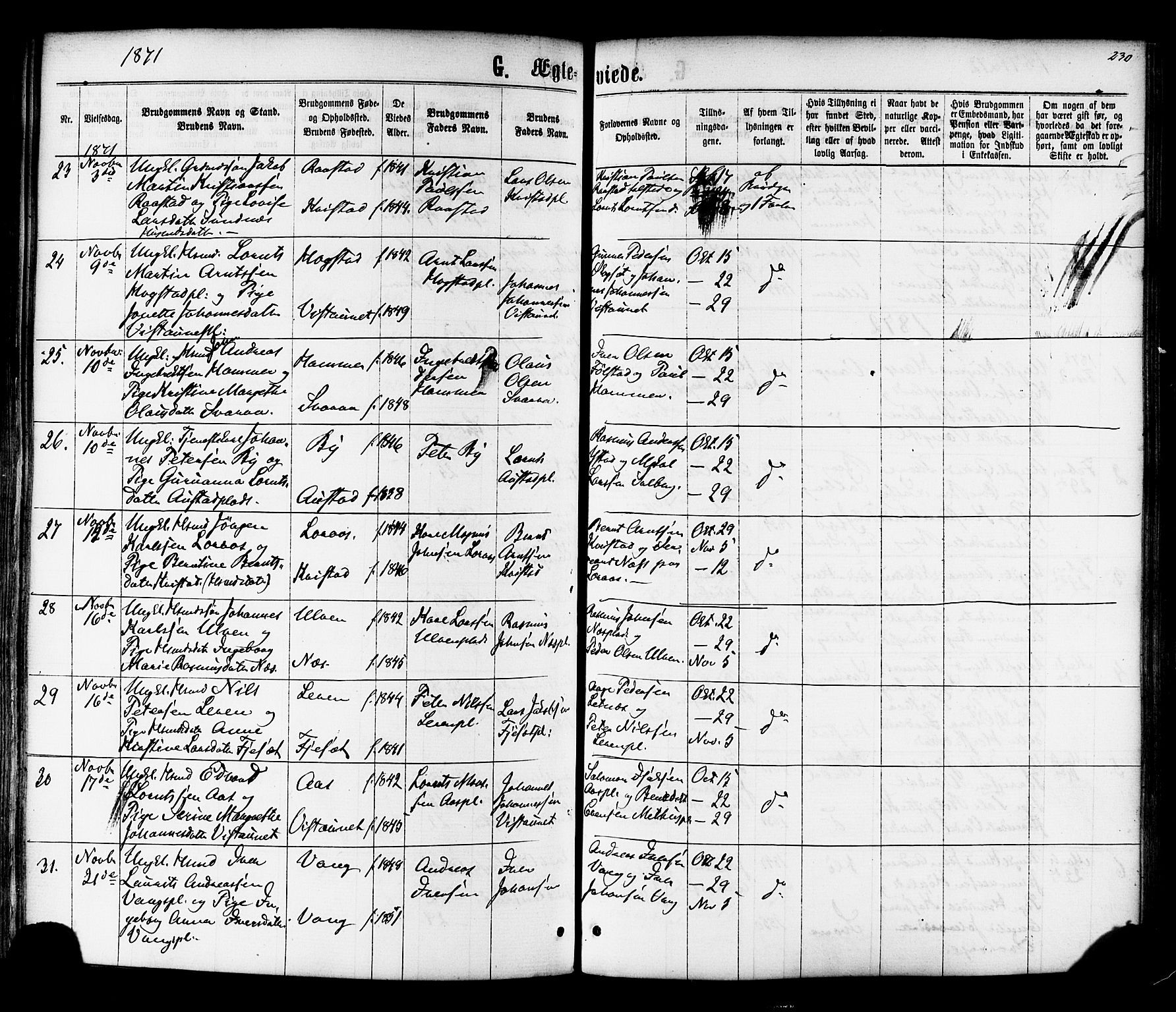 Ministerialprotokoller, klokkerbøker og fødselsregistre - Nord-Trøndelag, SAT/A-1458/730/L0284: Parish register (official) no. 730A09, 1866-1878, p. 230