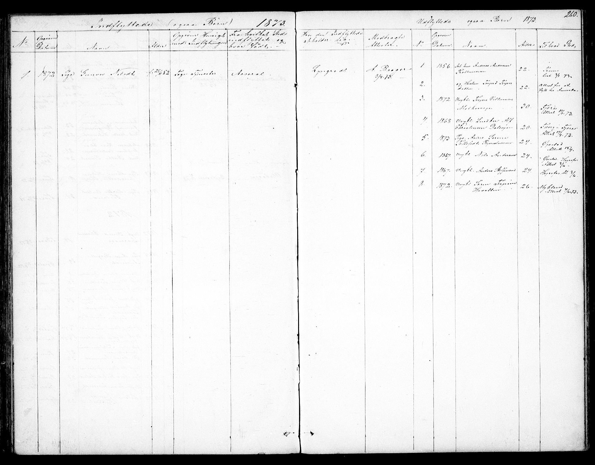 Froland sokneprestkontor, SAK/1111-0013/F/Fb/L0008: Parish register (copy) no. B 8, 1843-1875, p. 260