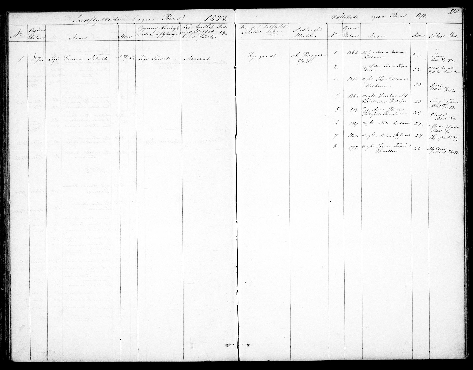 Froland sokneprestkontor, AV/SAK-1111-0013/F/Fb/L0008: Parish register (copy) no. B 8, 1843-1875, p. 260