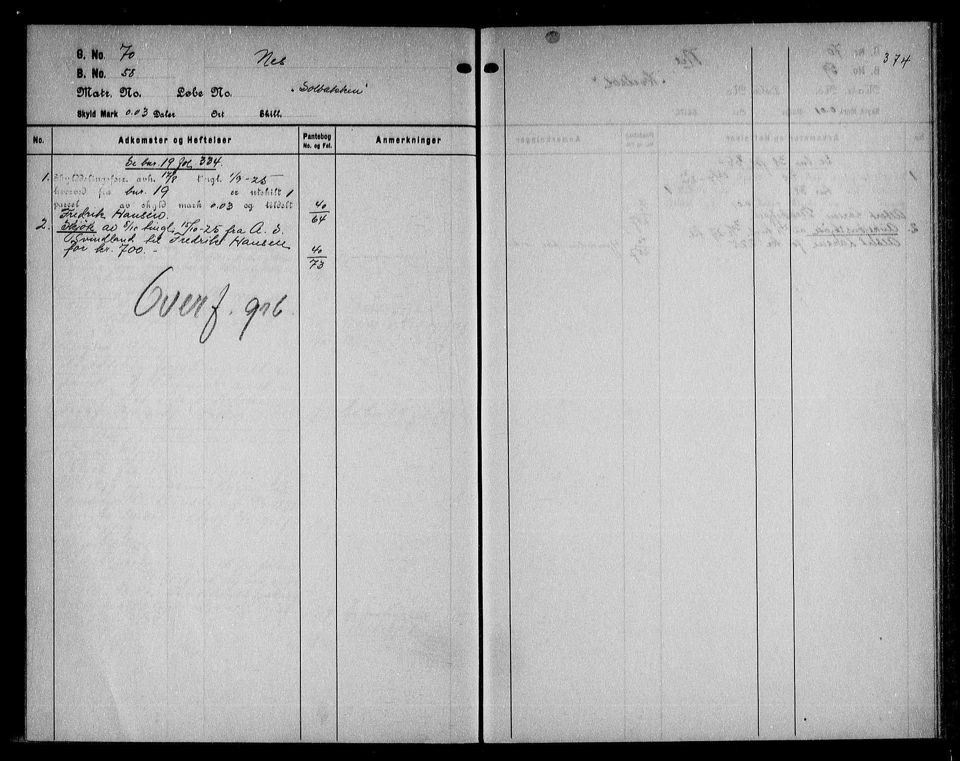 Flekkefjord sorenskriveri, SAK/1221-0001/G/Ga/L0026: Mortgage register no. 26, 1810-1950, p. 374