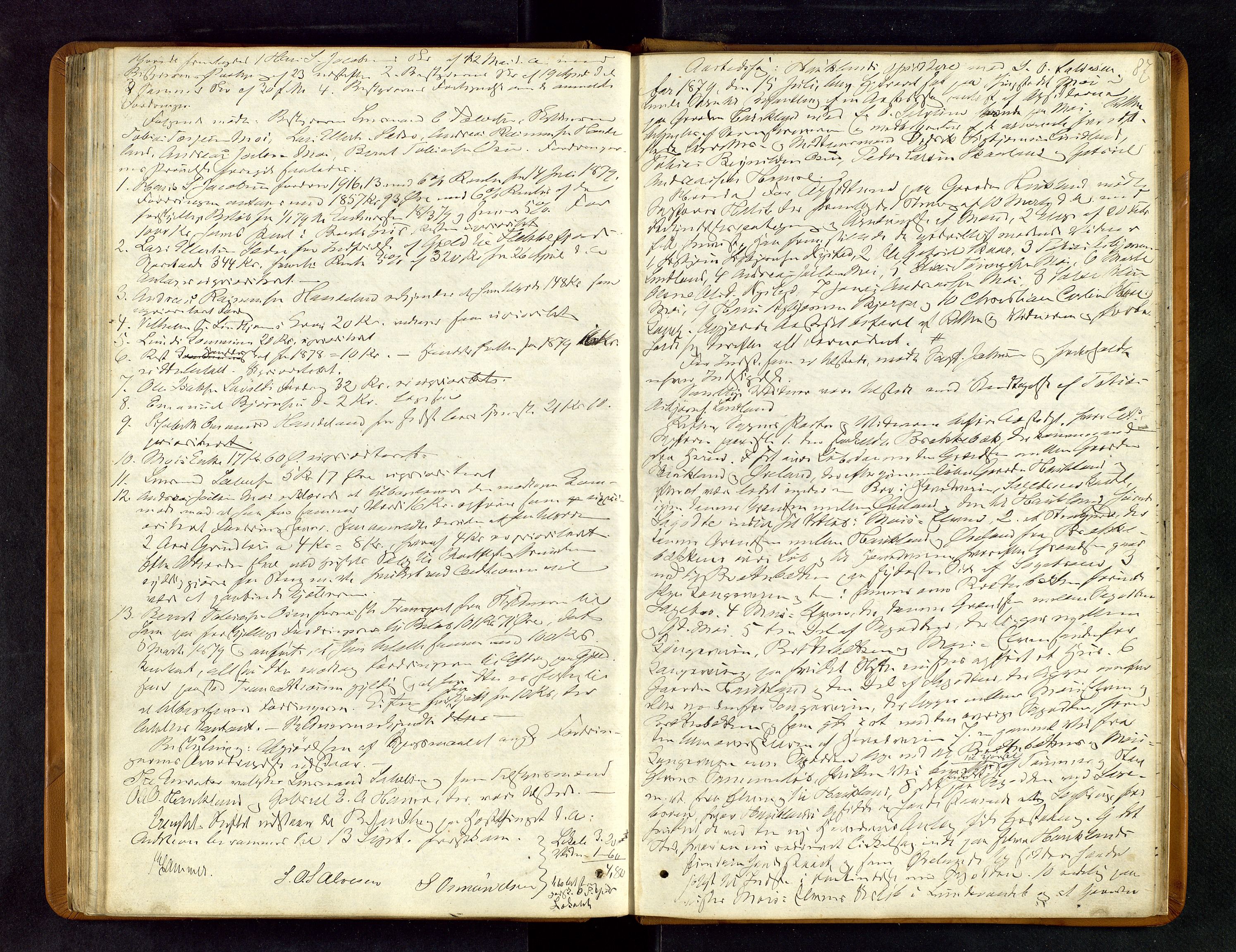 Dalane sorenskriveri, AV/SAST-A-100309/001/5/500/500BC/L0001: FORHANDLINGSPROTOKOLL, 1866-1880, p. 87