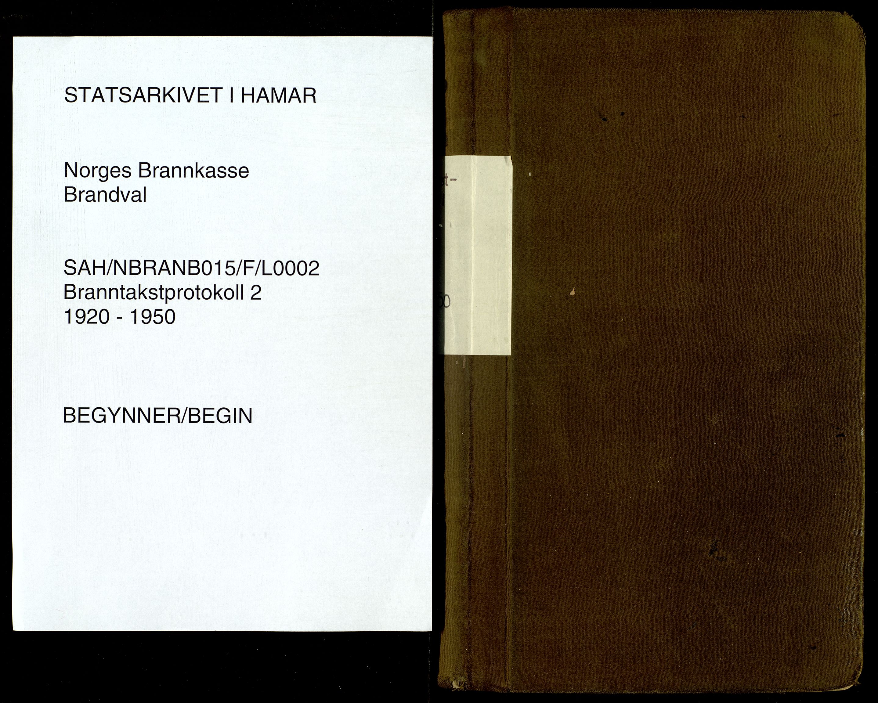 Norges Brannkasse, Brandval, AV/SAH-NBRANB-015/F/L0002: Branntakstprotokoll, 1920-1950