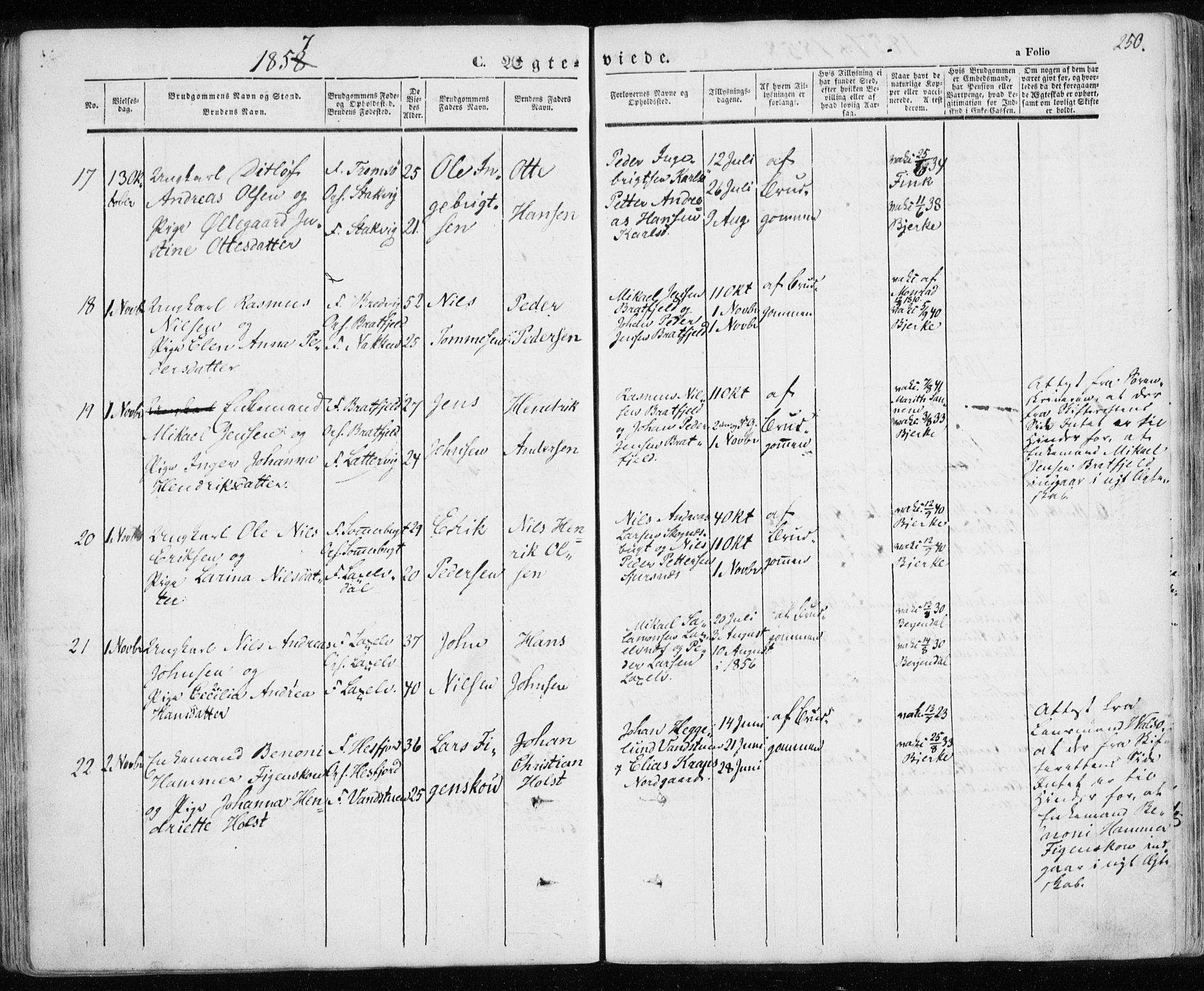 Karlsøy sokneprestembete, SATØ/S-1299/H/Ha/Haa/L0003kirke: Parish register (official) no. 3, 1843-1860, p. 250