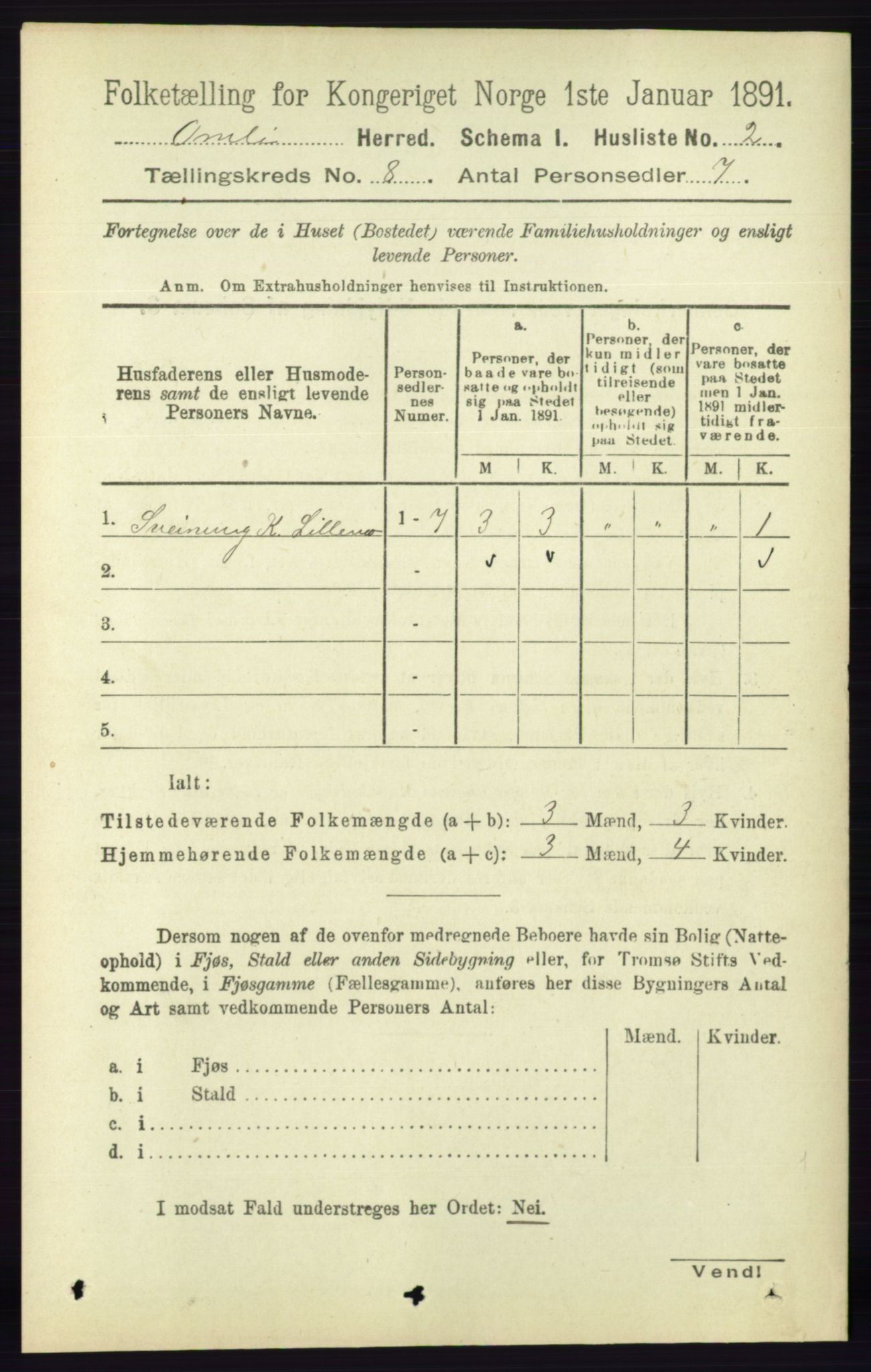 RA, 1891 census for 0929 Åmli, 1891, p. 1067