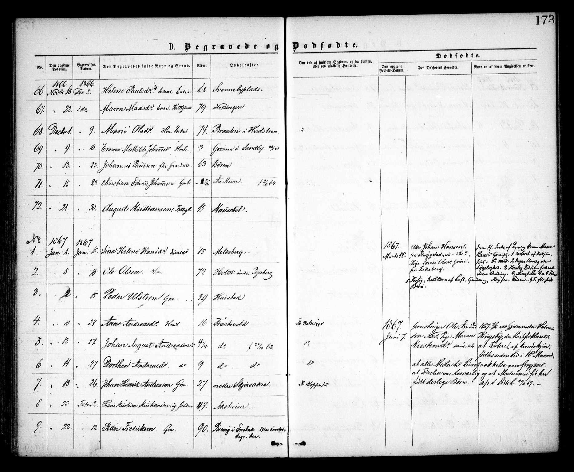 Spydeberg prestekontor Kirkebøker, SAO/A-10924/F/Fa/L0006: Parish register (official) no. I 6, 1863-1874, p. 173
