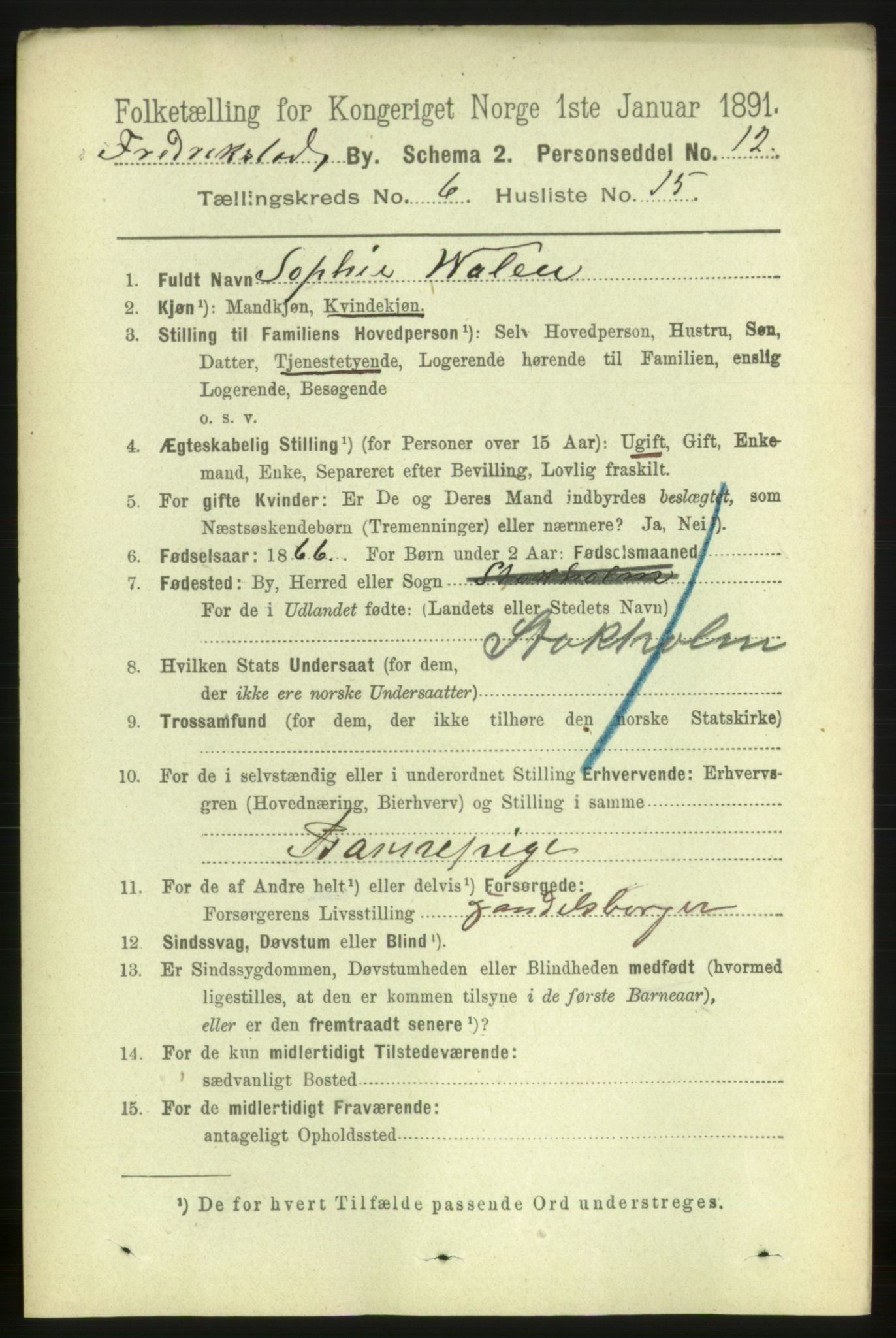 RA, 1891 census for 0103 Fredrikstad, 1891, p. 7794