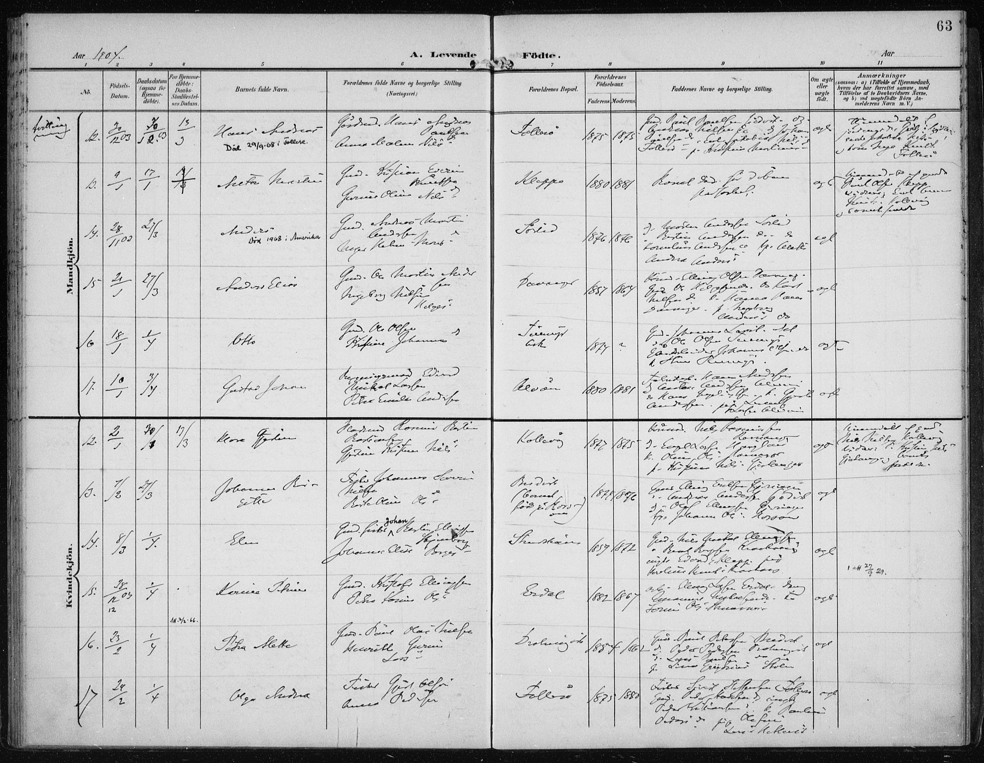 Askøy Sokneprestembete, AV/SAB-A-74101/H/Ha/Haa/Haac/L0001: Parish register (official) no. C 1, 1899-1905, p. 63