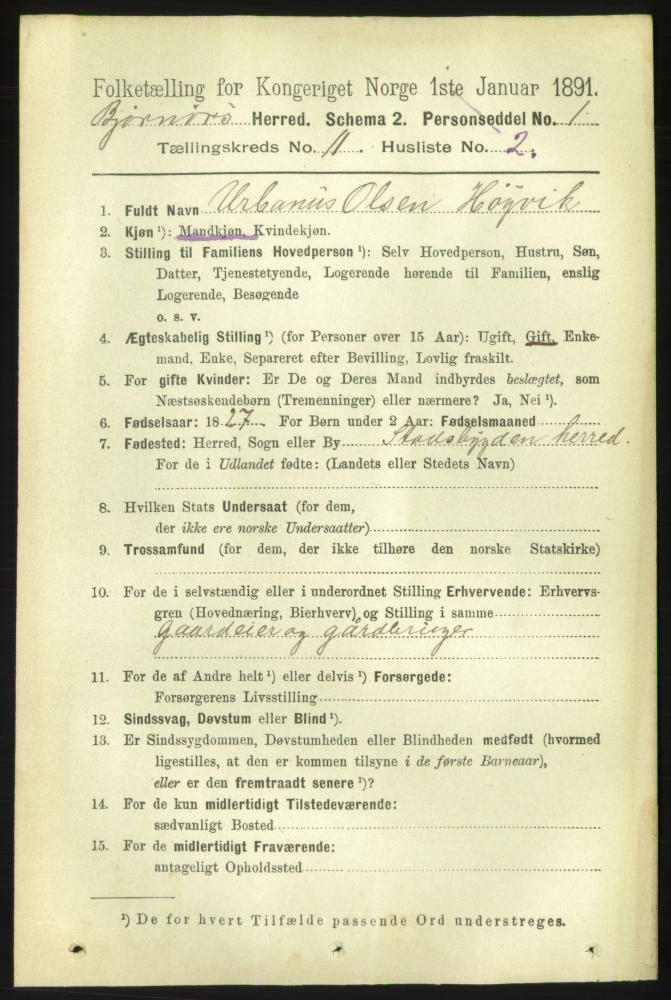 RA, 1891 census for 1632 Bjørnør, 1891, p. 4668