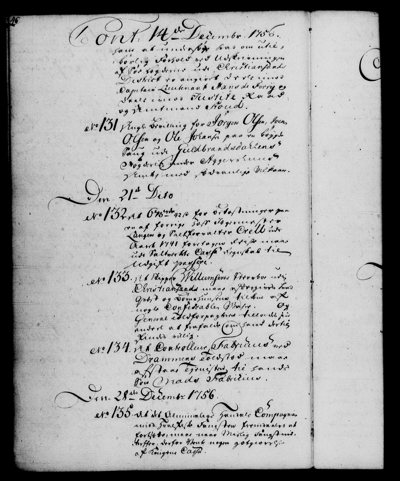 Rentekammeret, Kammerkanselliet, RA/EA-3111/G/Gf/Gfb/L0006: Register til norske relasjons- og resolusjonsprotokoller (merket RK 52.101), 1755-1765, p. 46