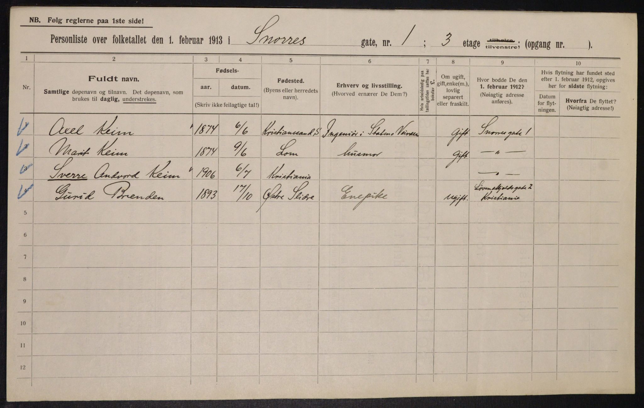 OBA, Municipal Census 1913 for Kristiania, 1913, p. 98129