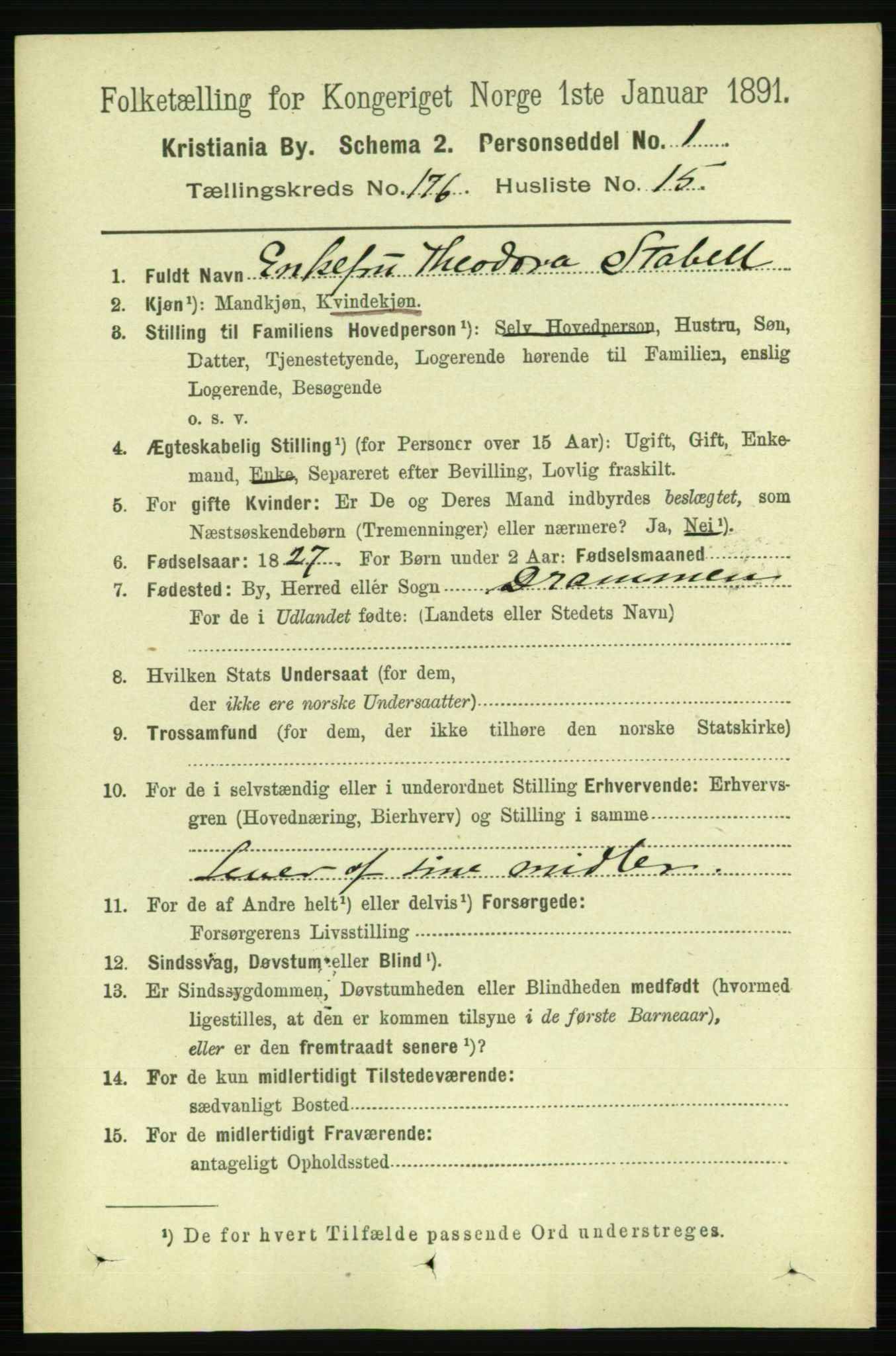 RA, 1891 census for 0301 Kristiania, 1891, p. 106070