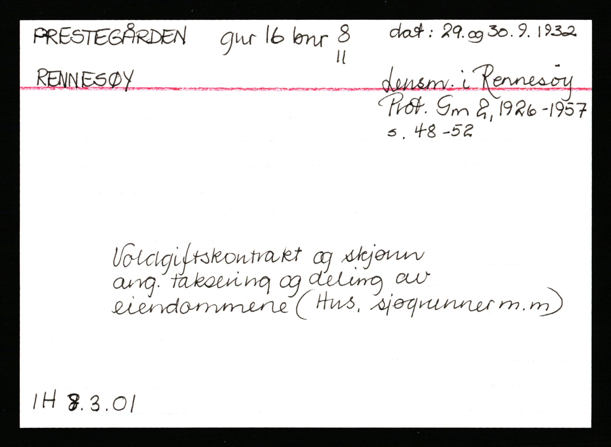 Statsarkivet i Stavanger, AV/SAST-A-101971/03/Y/Ym/L0045: Åstedskort sortert etter gårdsnavn: Prestegården - Rapstad, 1600-1950, p. 94