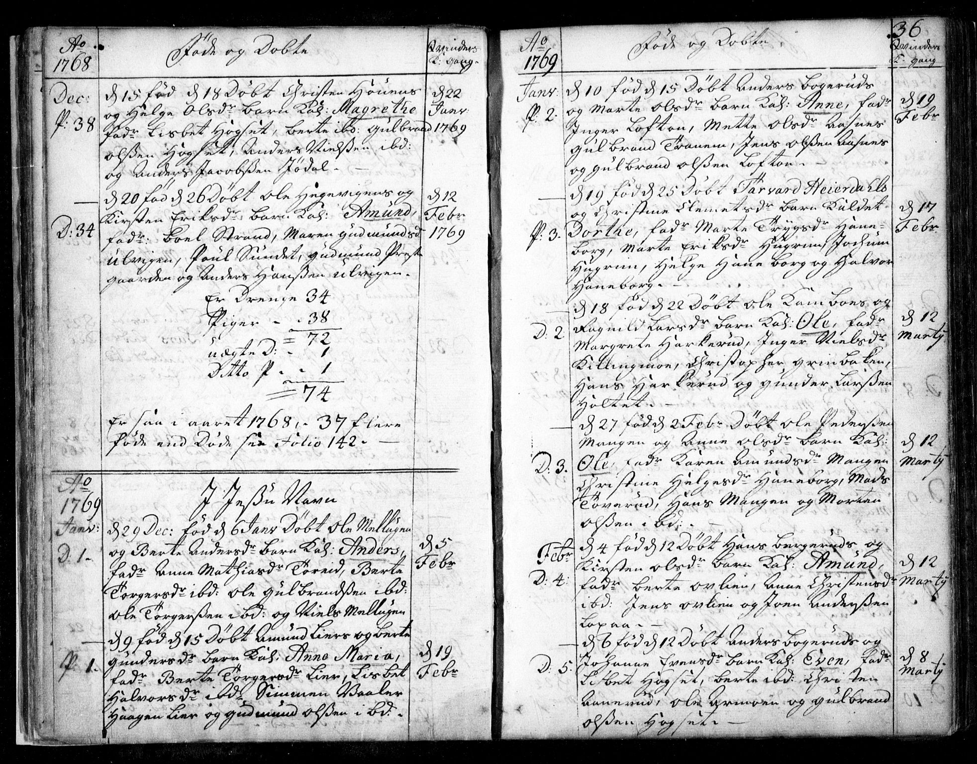 Aurskog prestekontor Kirkebøker, SAO/A-10304a/F/Fa/L0003: Parish register (official) no. I 3, 1767-1807, p. 36