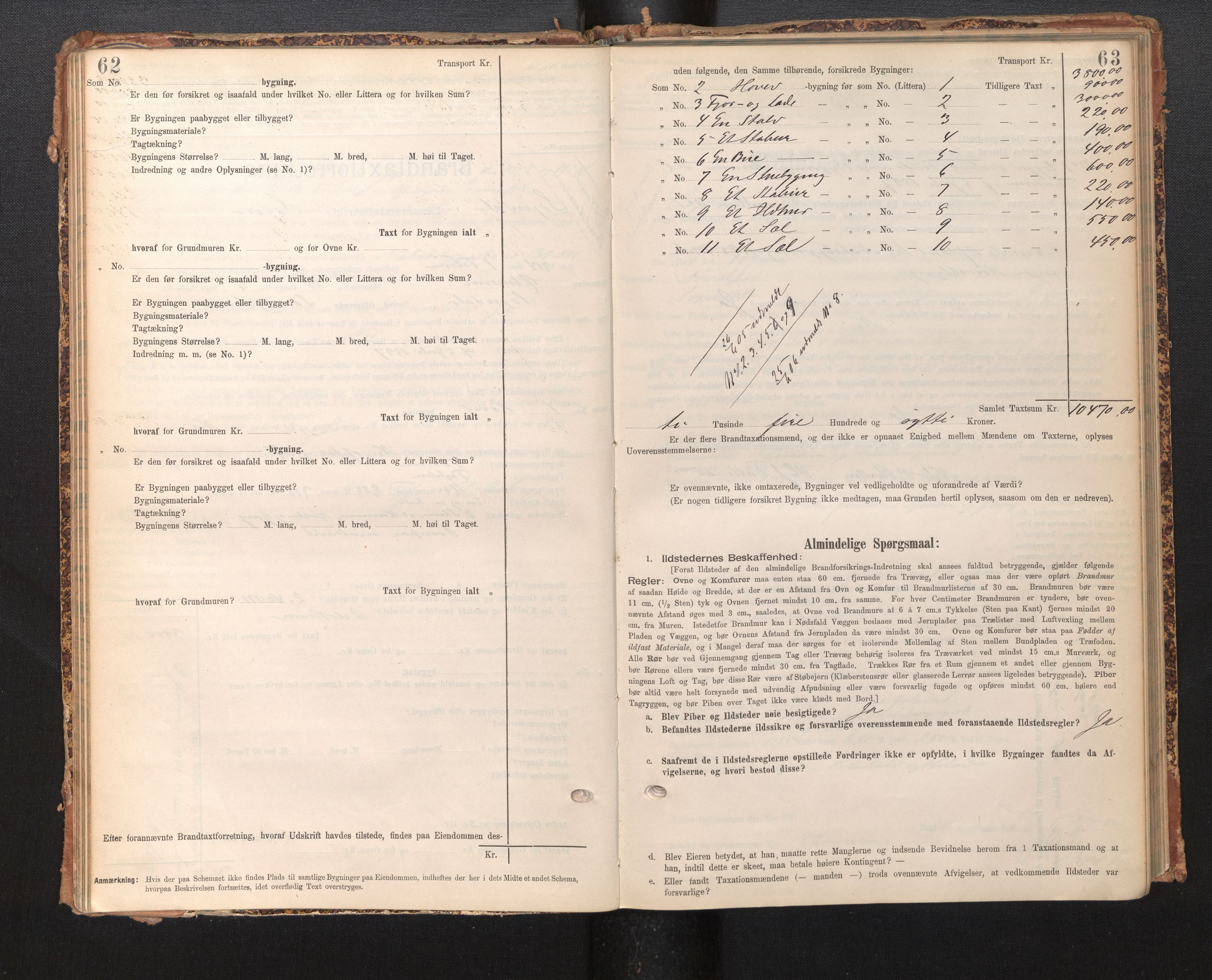 Lensmannen i Sogndal, AV/SAB-A-29901/0012/L0009: Branntakstprotokoll, skjematakst, 1901-1914, p. 62-63