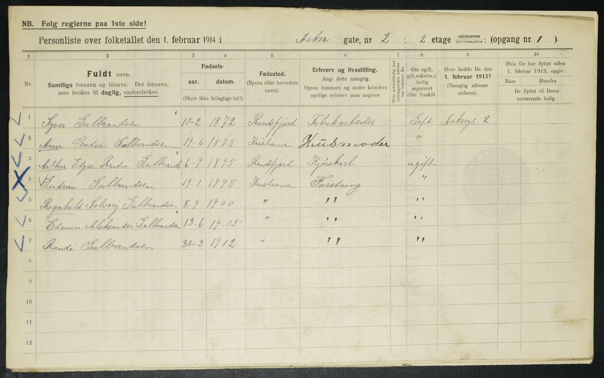 OBA, Municipal Census 1914 for Kristiania, 1914, p. 2522