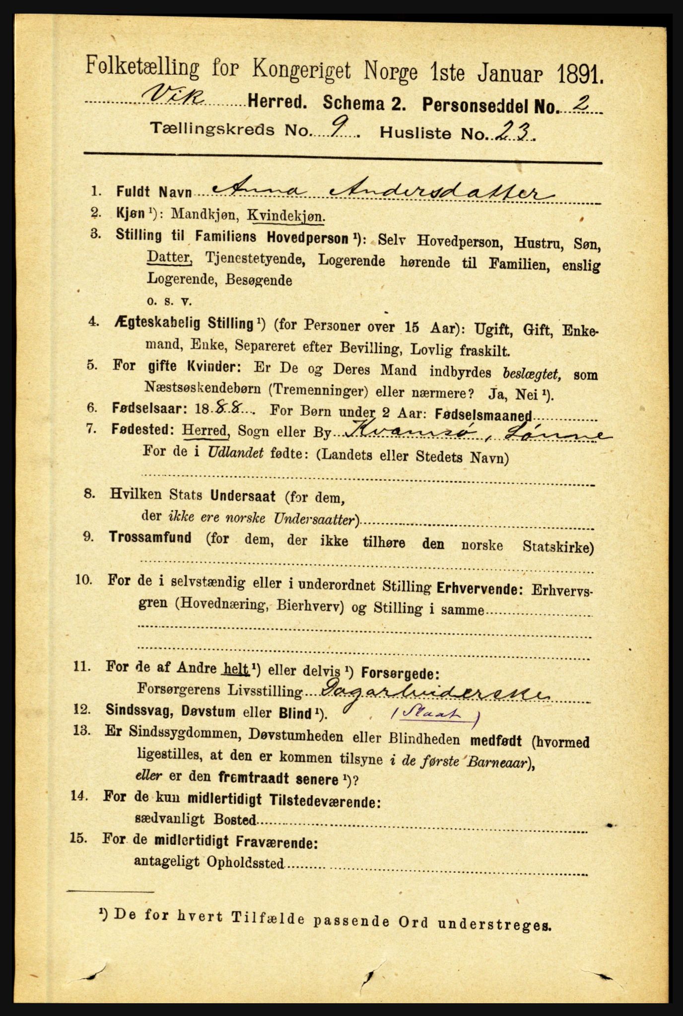 RA, 1891 census for 1417 Vik, 1891, p. 4131