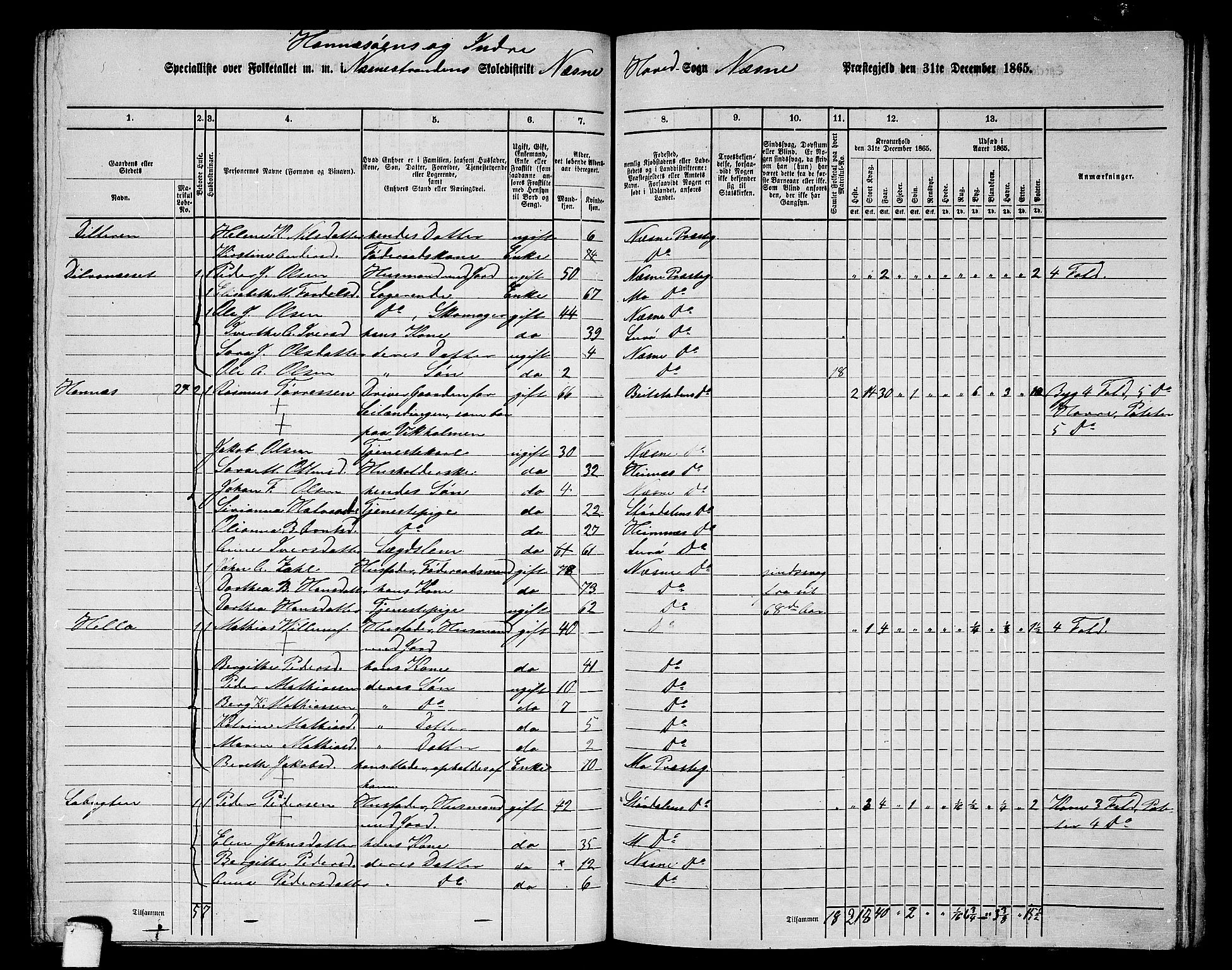 RA, 1865 census for Nesna, 1865, p. 97