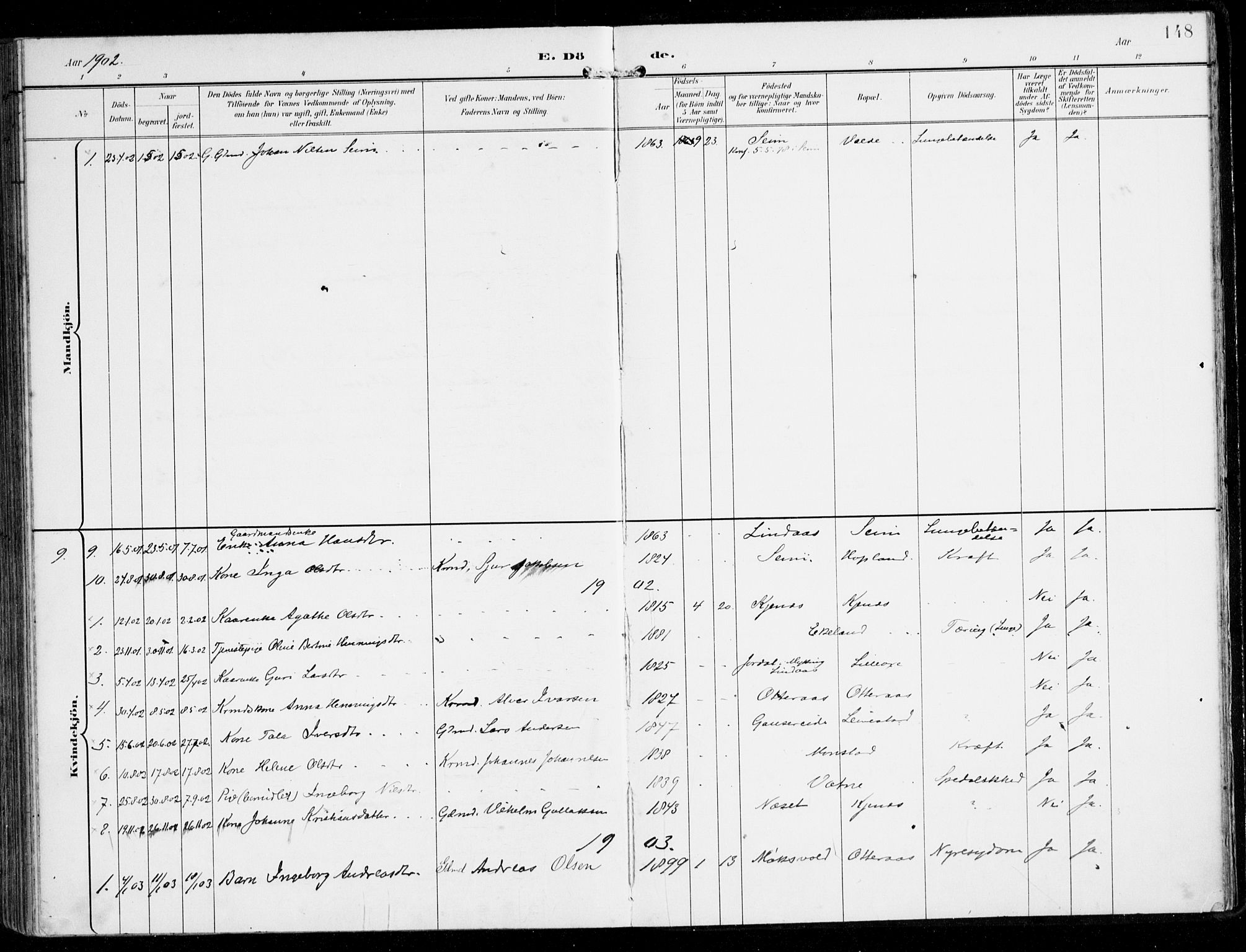 Alversund Sokneprestembete, AV/SAB-A-73901/H/Ha/Haa/Haad/L0004: Parish register (official) no. D 4, 1898-1926, p. 148