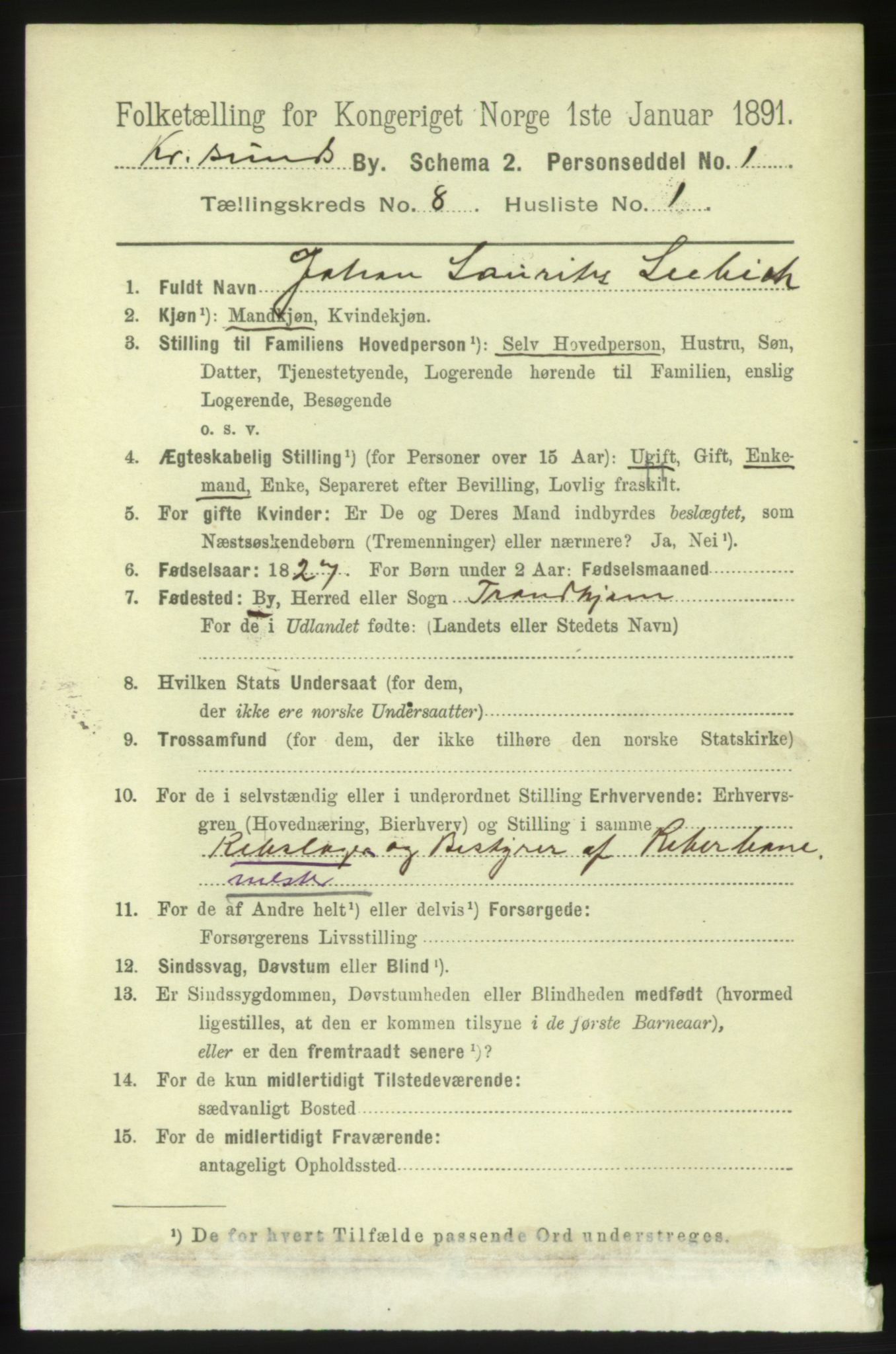 RA, 1891 census for 1503 Kristiansund, 1891, p. 6203