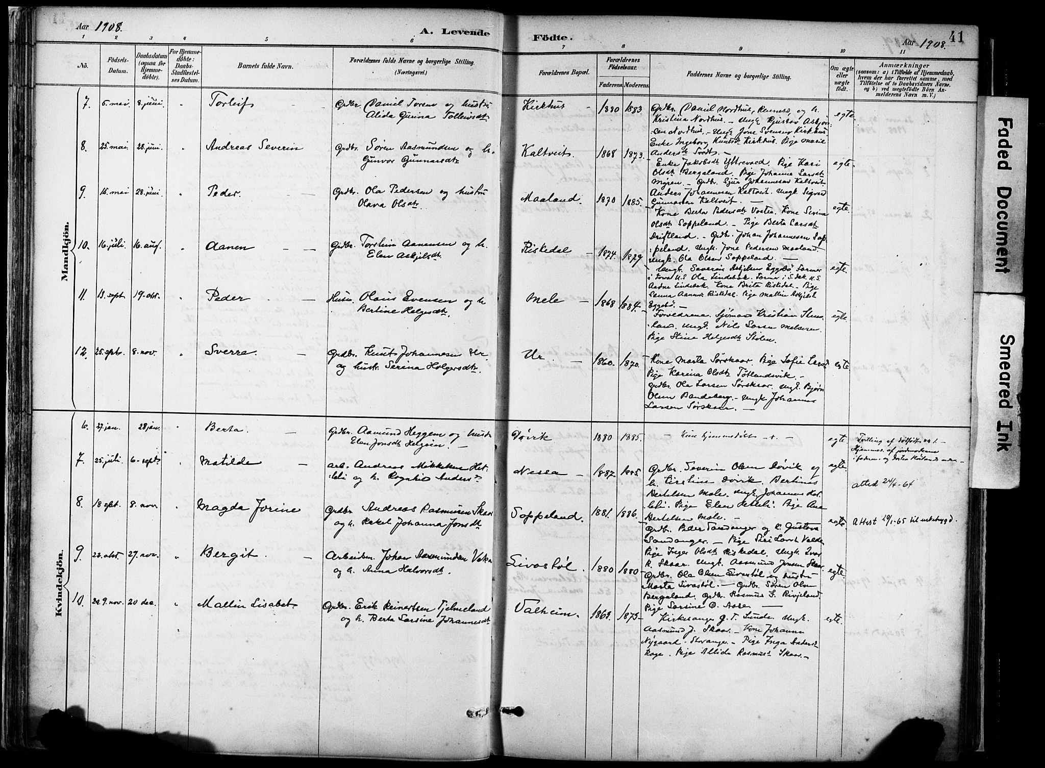 Hjelmeland sokneprestkontor, AV/SAST-A-101843/02/A/L0001: Parish register (official) no. A 16, 1887-1926, p. 41