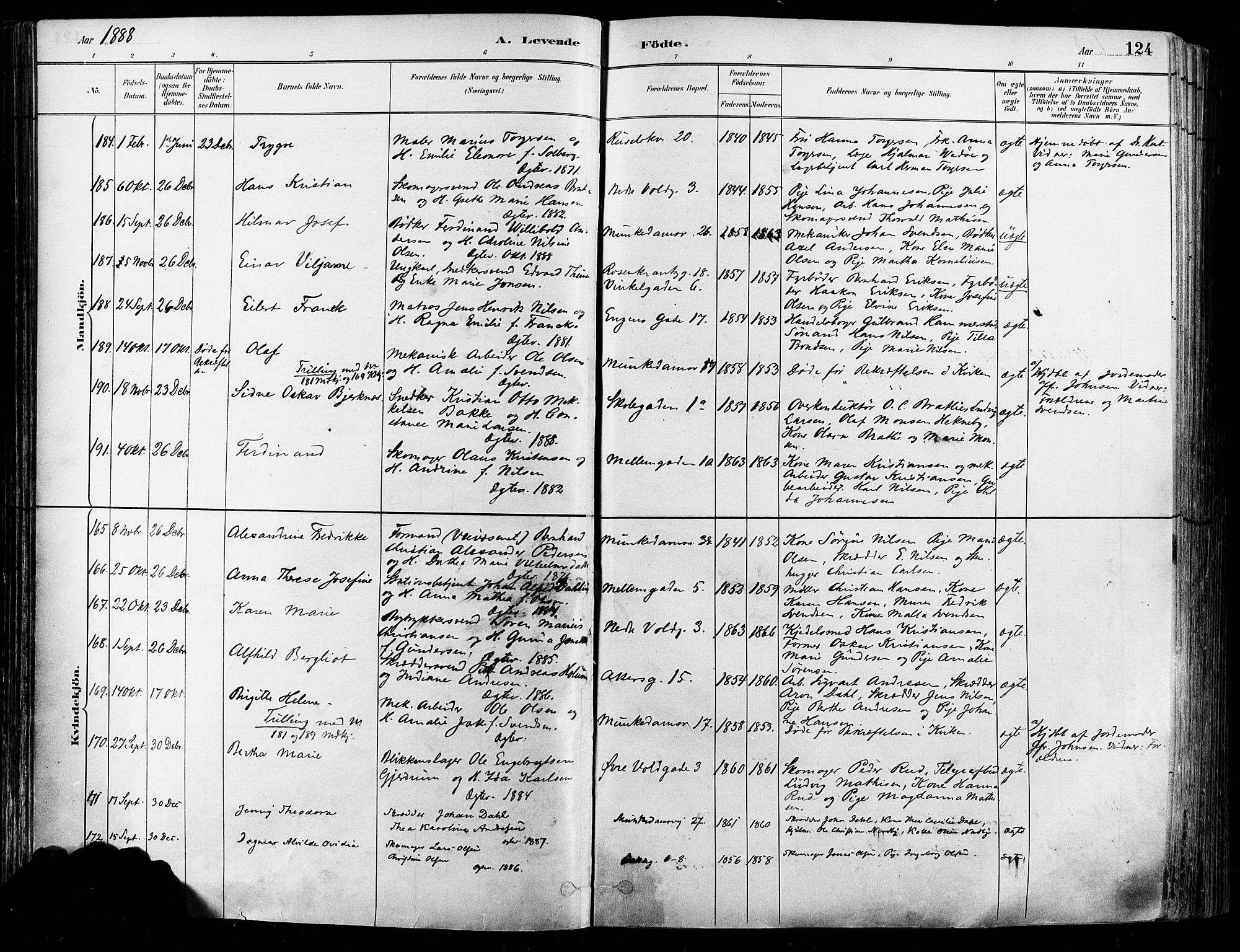 Johannes prestekontor Kirkebøker, SAO/A-10852/F/Fa/L0003: Parish register (official) no. 3, 1882-1896, p. 124