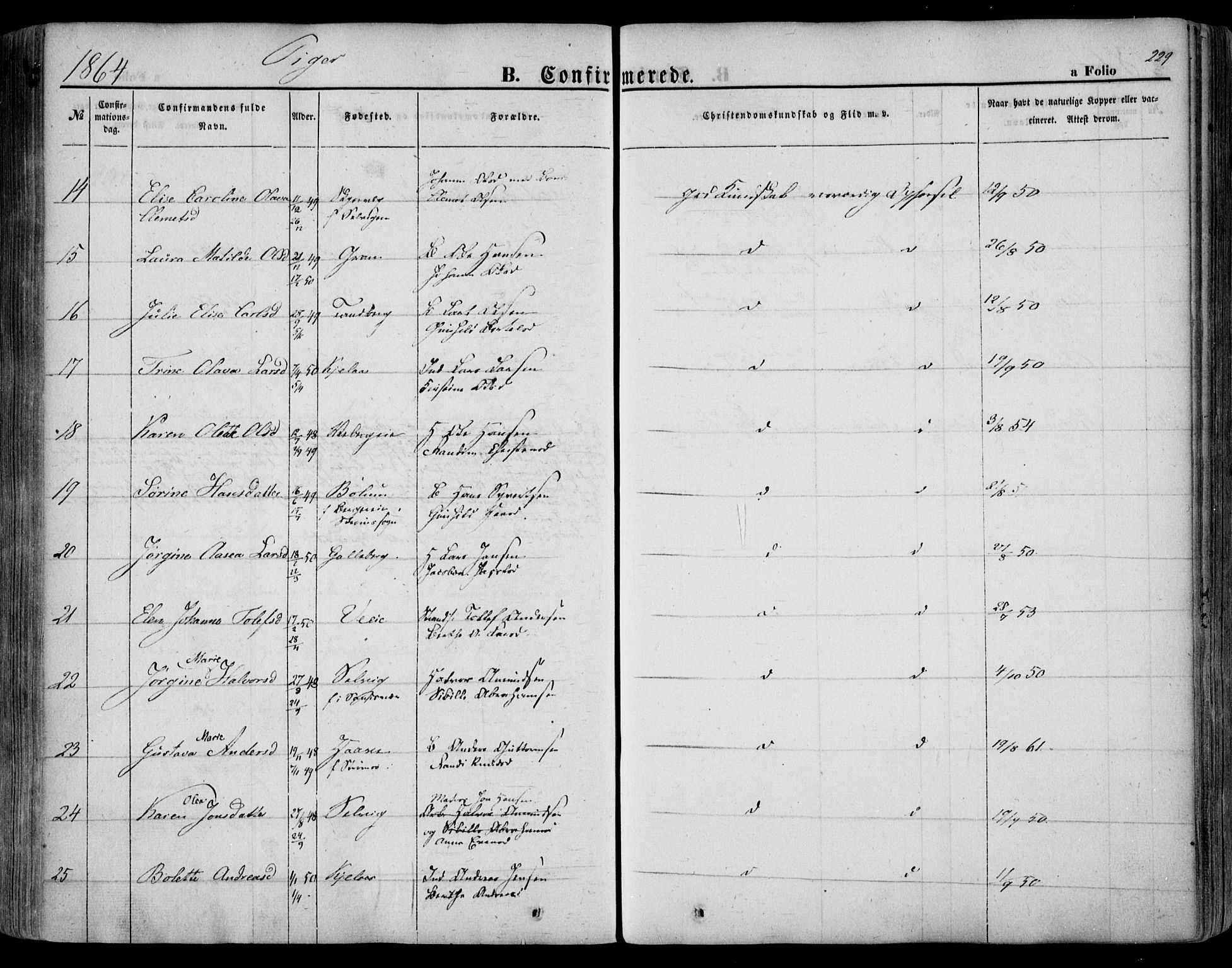 Sande Kirkebøker, SAKO/A-53/F/Fa/L0004: Parish register (official) no. 4, 1847-1864, p. 229