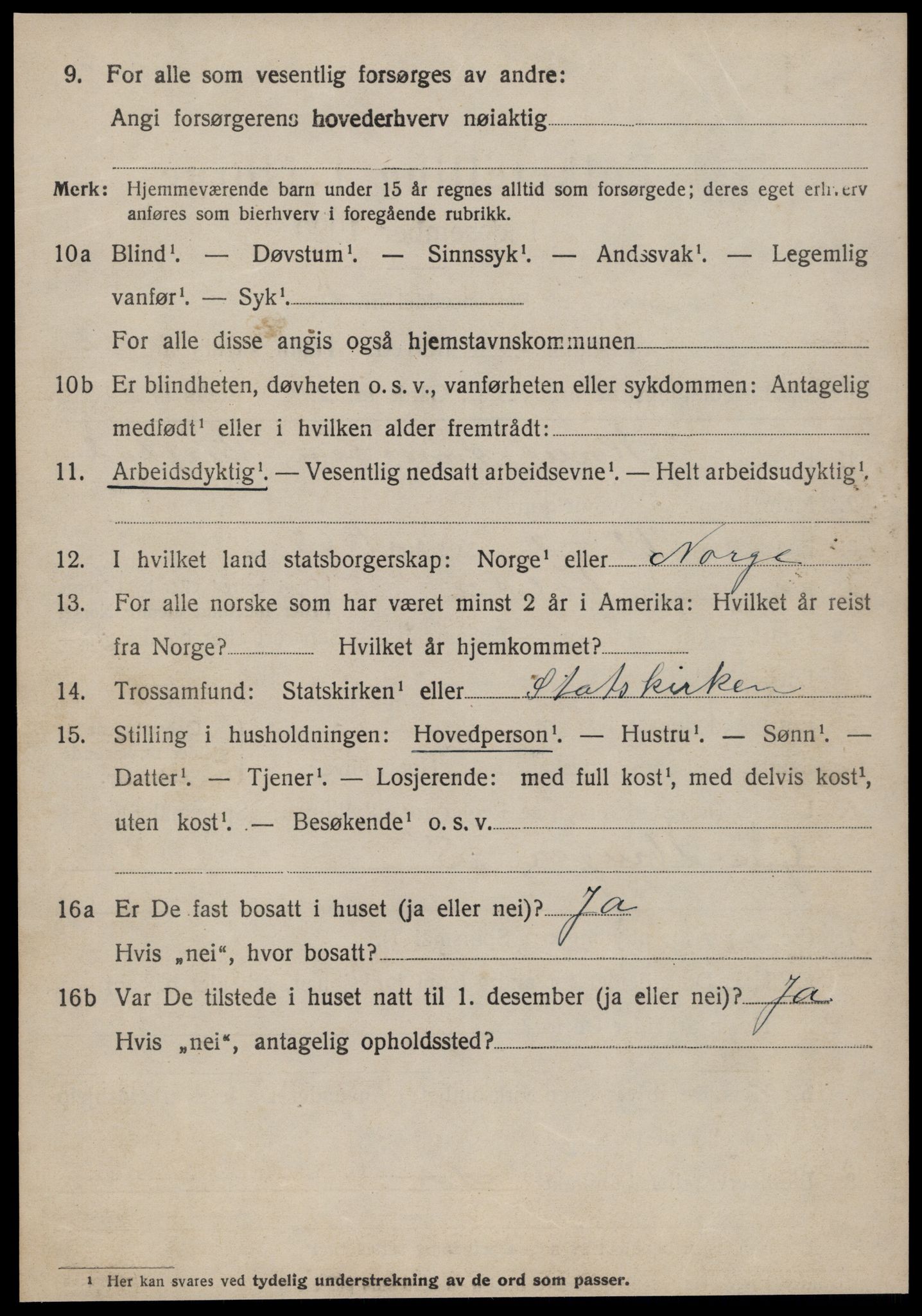 SAT, 1920 census for Volda, 1920, p. 8303