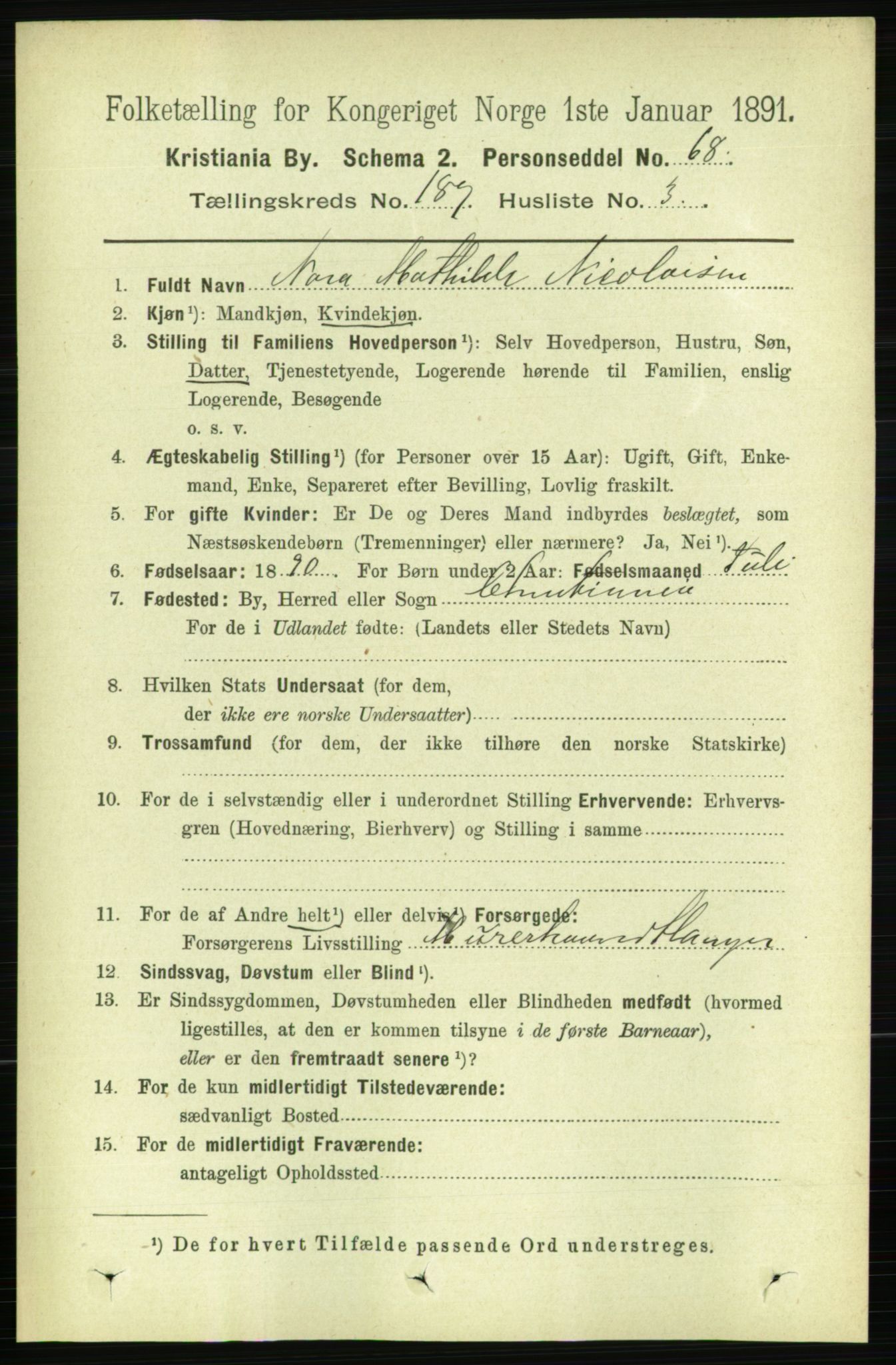 RA, 1891 census for 0301 Kristiania, 1891, p. 113340