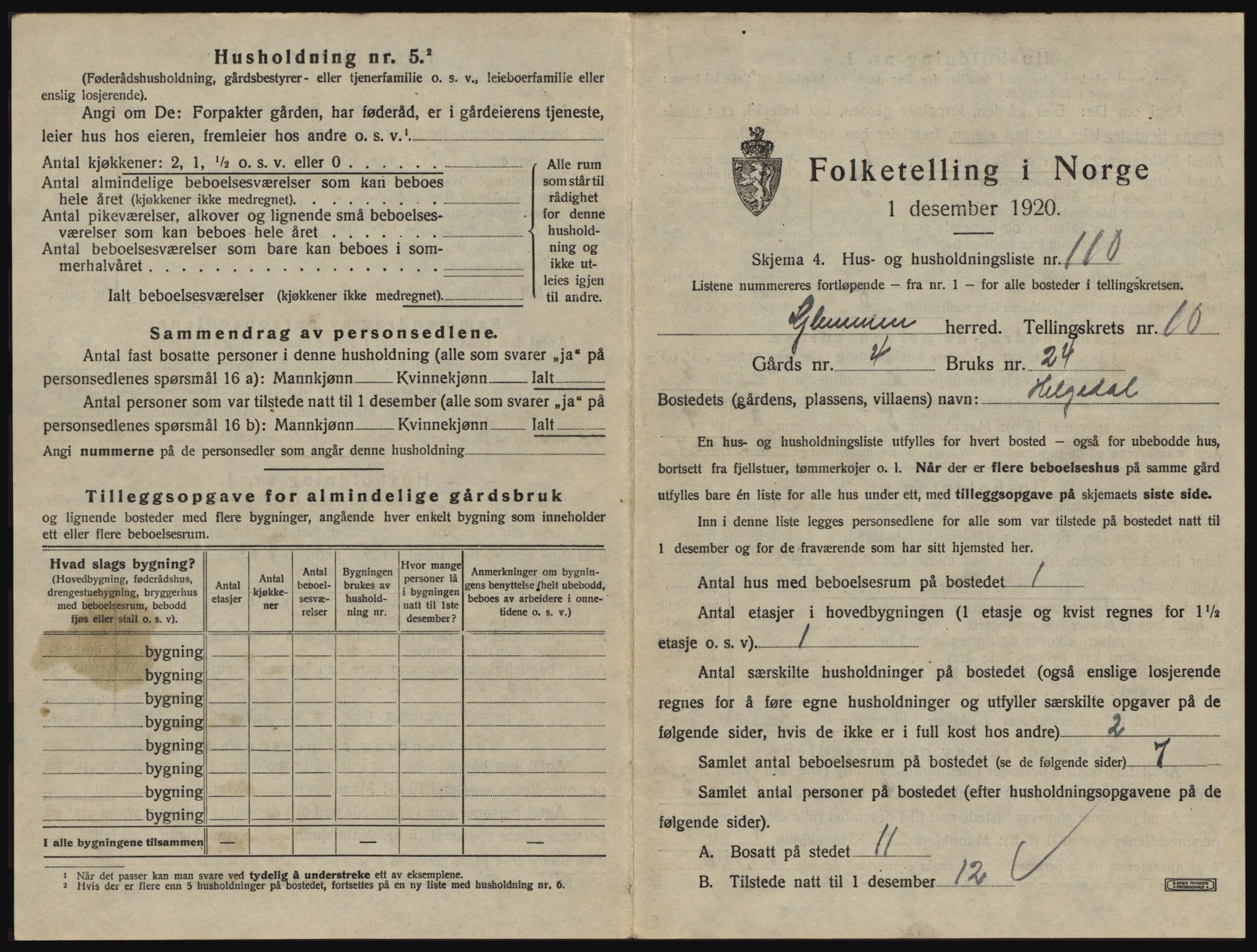 SAO, 1920 census for Glemmen, 1920, p. 2143