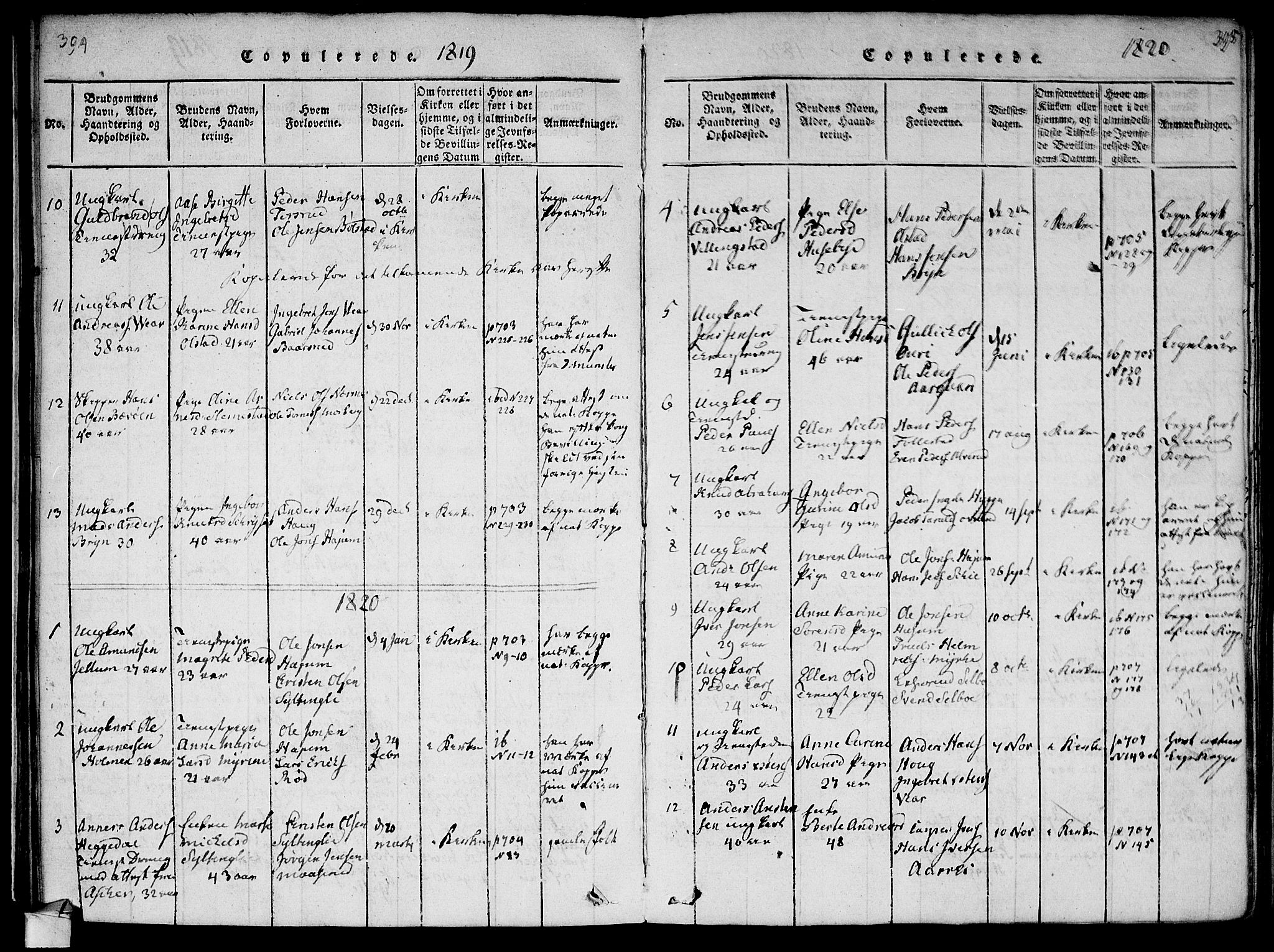 Røyken kirkebøker, SAKO/A-241/F/Fa/L0004: Parish register (official) no. 4, 1814-1832, p. 394-395