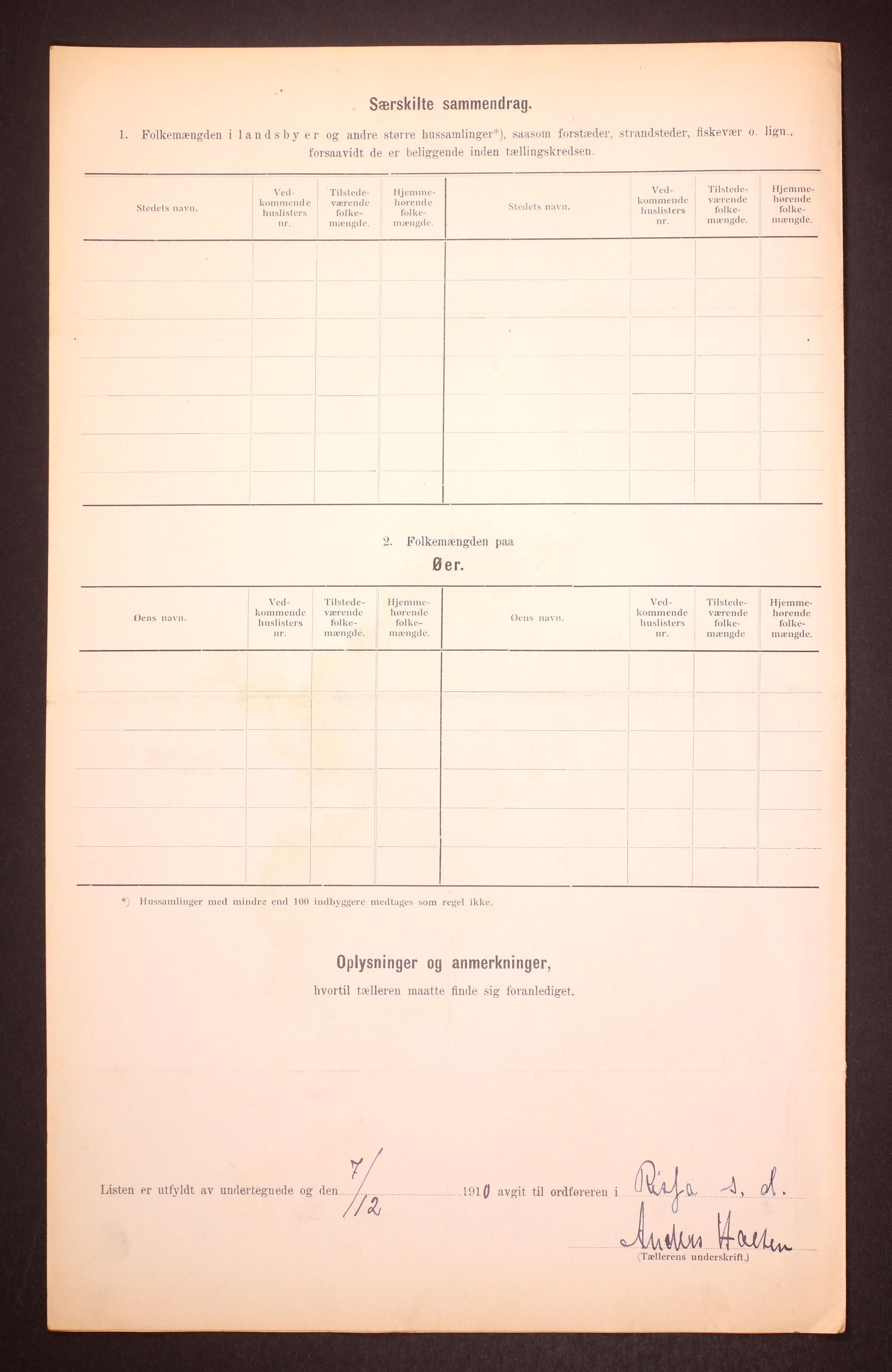 RA, 1910 census for Rissa, 1910, p. 15