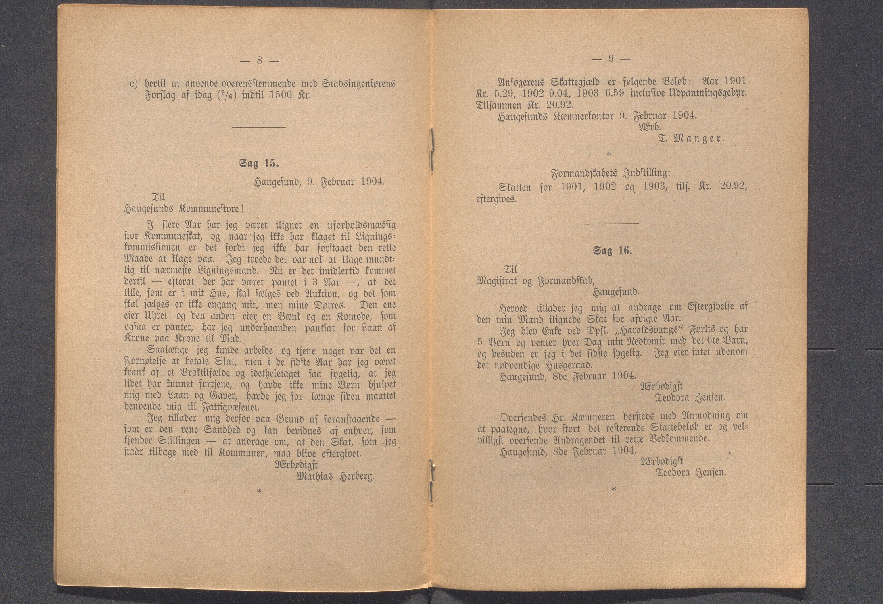 Haugesund kommune - Formannskapet og Bystyret, IKAR/A-740/A/Abb/L0001: Bystyreforhandlinger, 1889-1907, p. 484