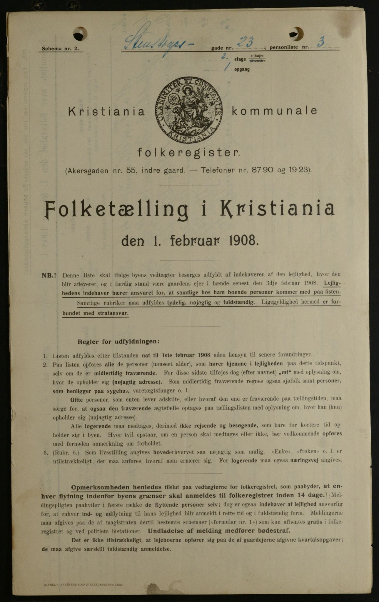 OBA, Municipal Census 1908 for Kristiania, 1908, p. 91142