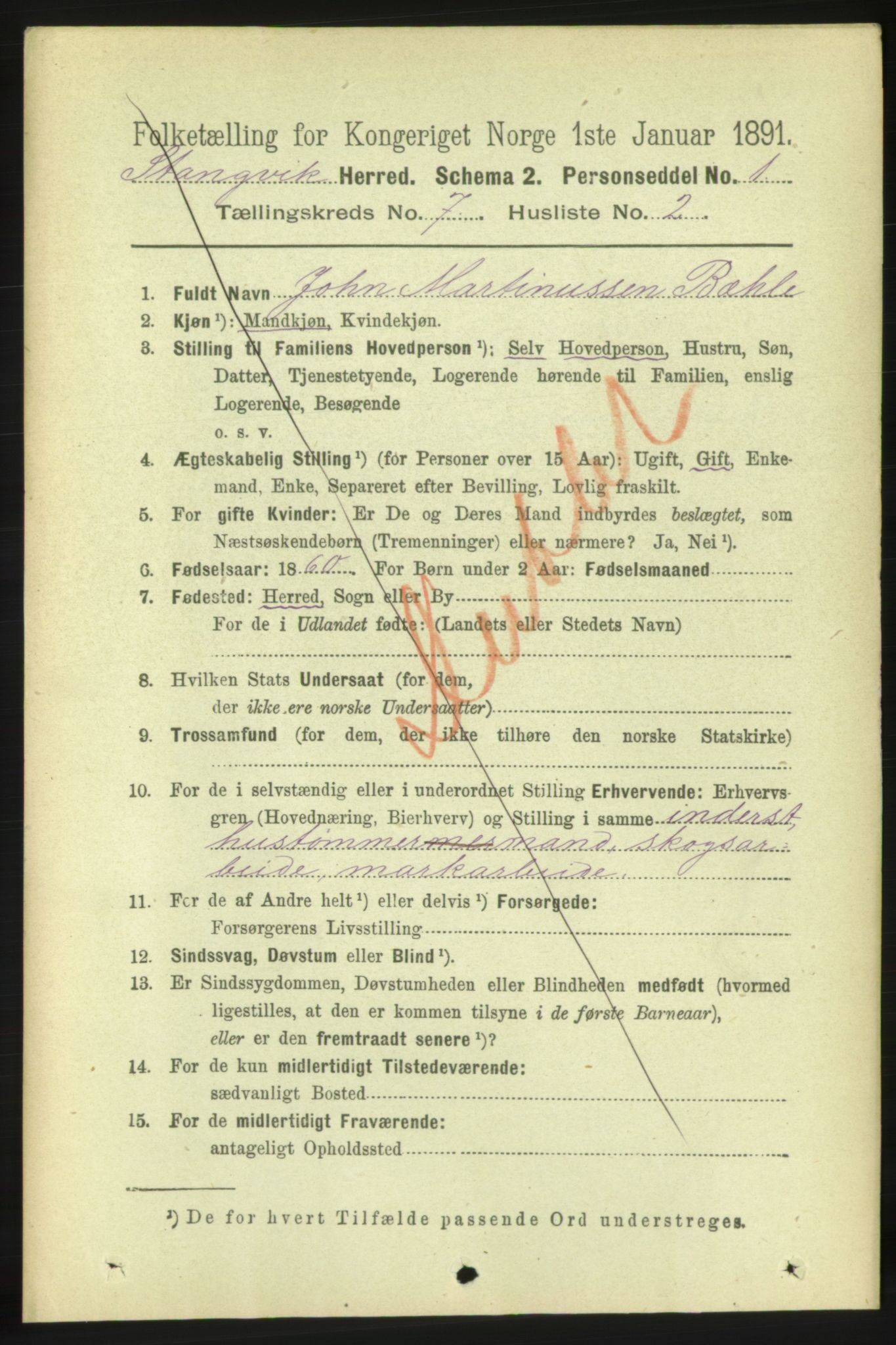 RA, 1891 census for 1564 Stangvik, 1891, p. 3024