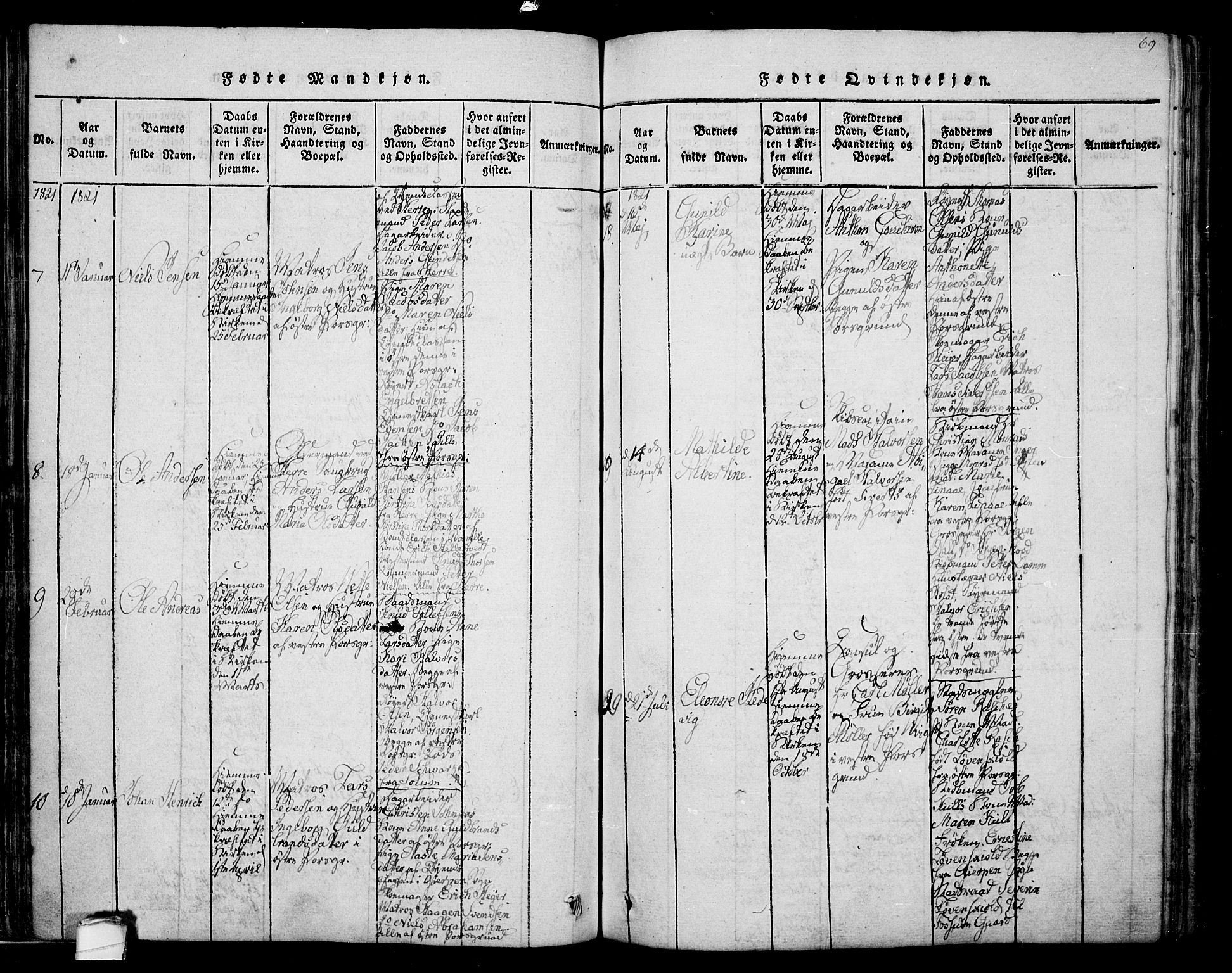 Porsgrunn kirkebøker , AV/SAKO-A-104/F/Fa/L0004: Parish register (official) no. 4, 1814-1828, p. 69